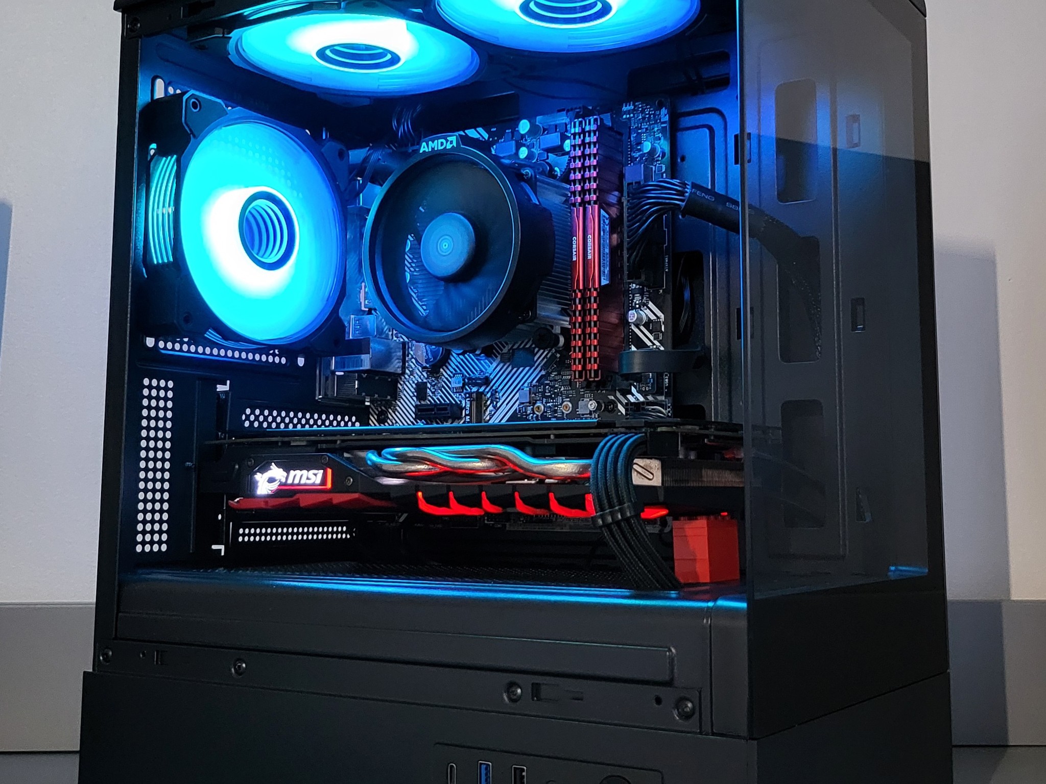 Red/Black Gaming PC! Ryzen 5 | Radeon RX | 16GB | 1TB | Wi-Fi BT | ARGB | 500W 80+ Gold