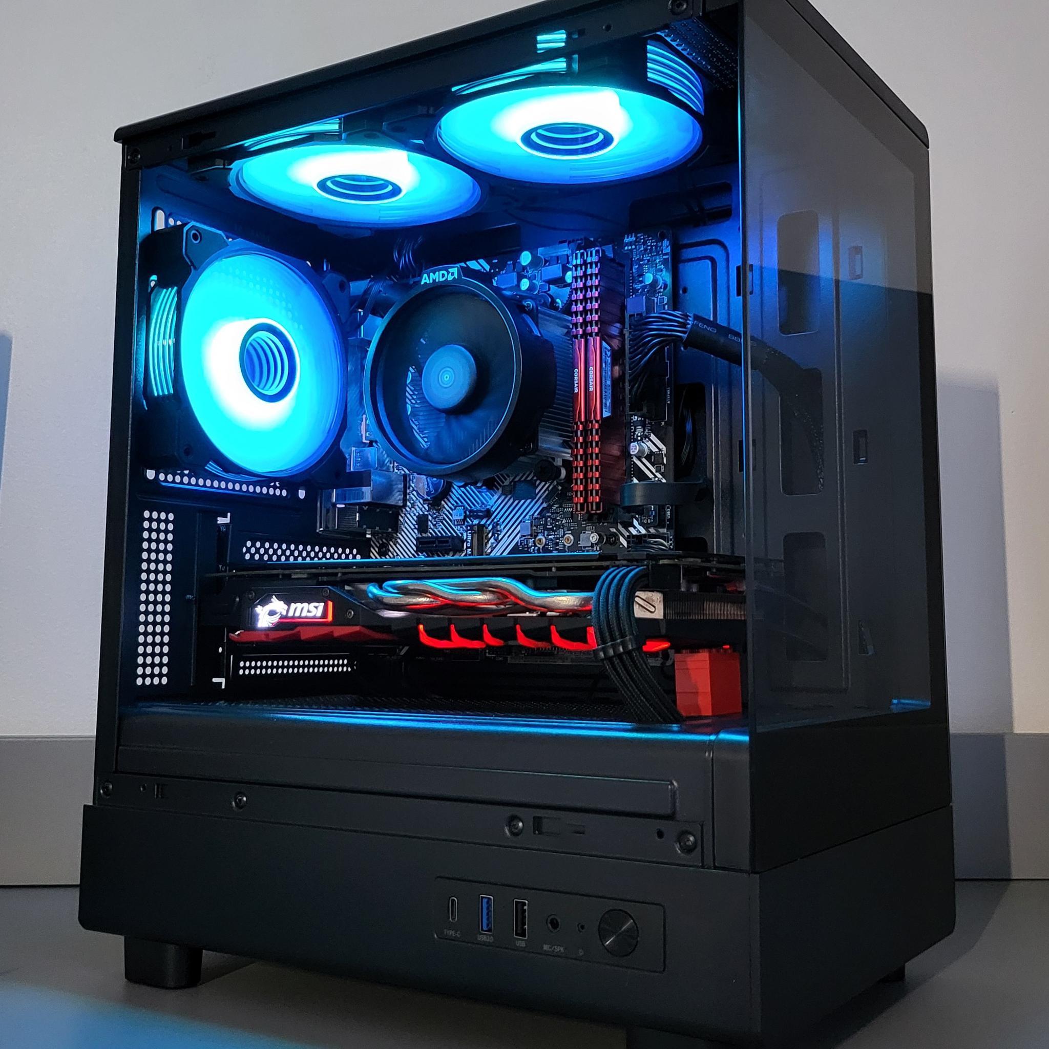 Red/Black Gaming PC! Ryzen 5 | Radeon RX | 16GB | 1TB | Wi-Fi BT | ARGB | 500W 80+ Gold