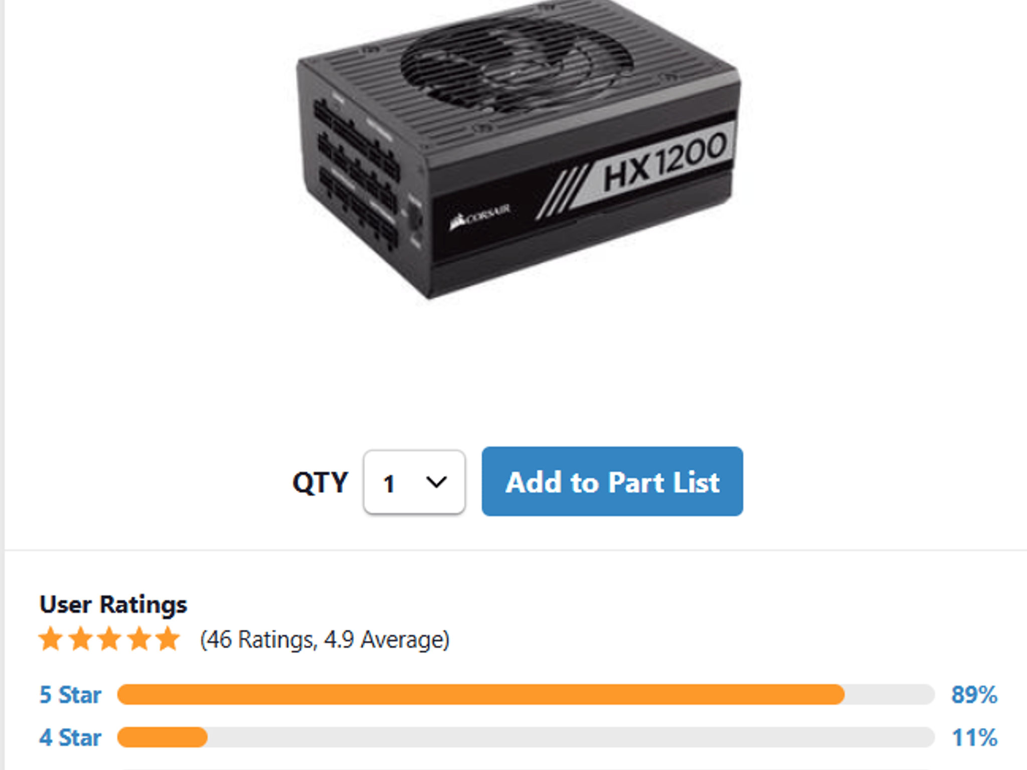 NEW CORSAIR HX Series - HX1200 1200W 80 Plus PLATINUM Fully Modular ATX Power Supply