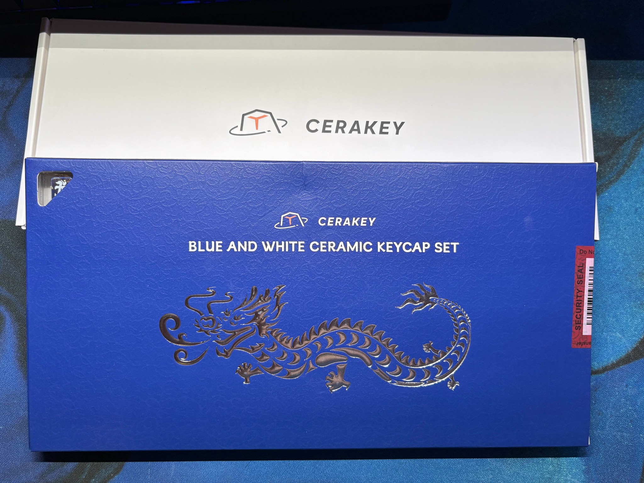 Cerakey Ceramic "Indigo Blue" V2 Keycaps w/ Legends + Dragon Novelty/Tactile F&J
