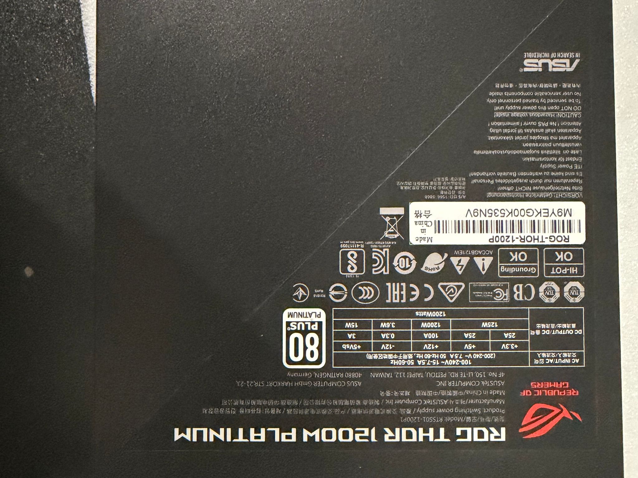 ASUS ROG THOR 1200W Platinum Free Shipping
