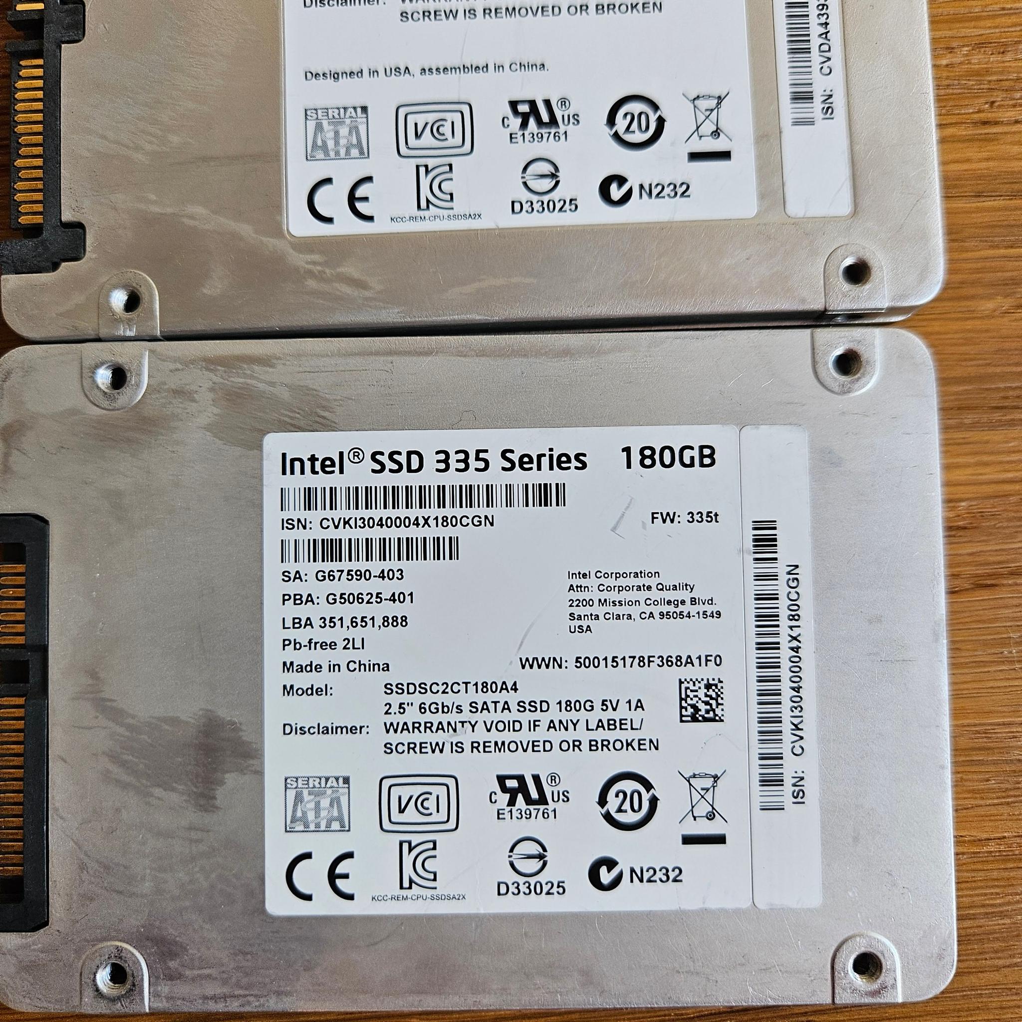Intel SSD 530 Series 240GB 180GB 335 Series 180GB KIngfast LOT OF 4 SSDS