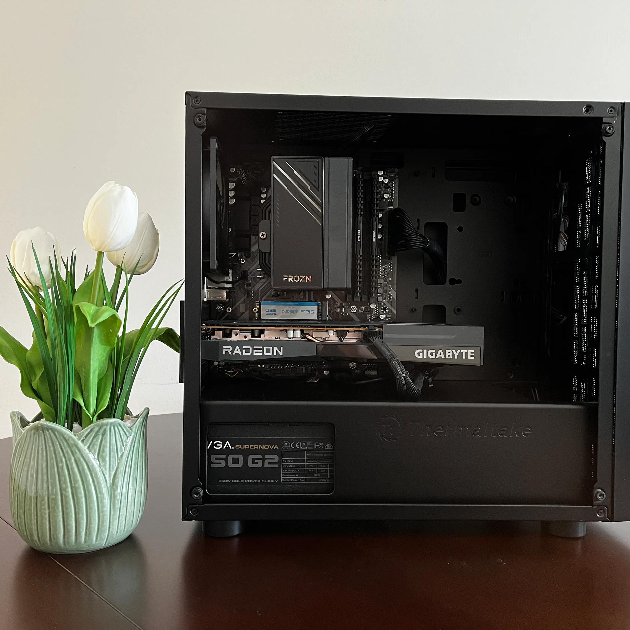 STEALTH BLACK VALUE GAMING PC! AMD RX 6600 + AMD RYZEN 5 1600X, WiFi Enabled