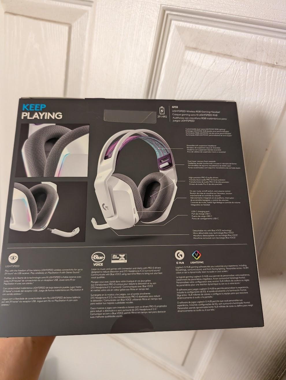 BNIB Logitech G733 Lightspeed Wireless Gaming RGB Headset, White