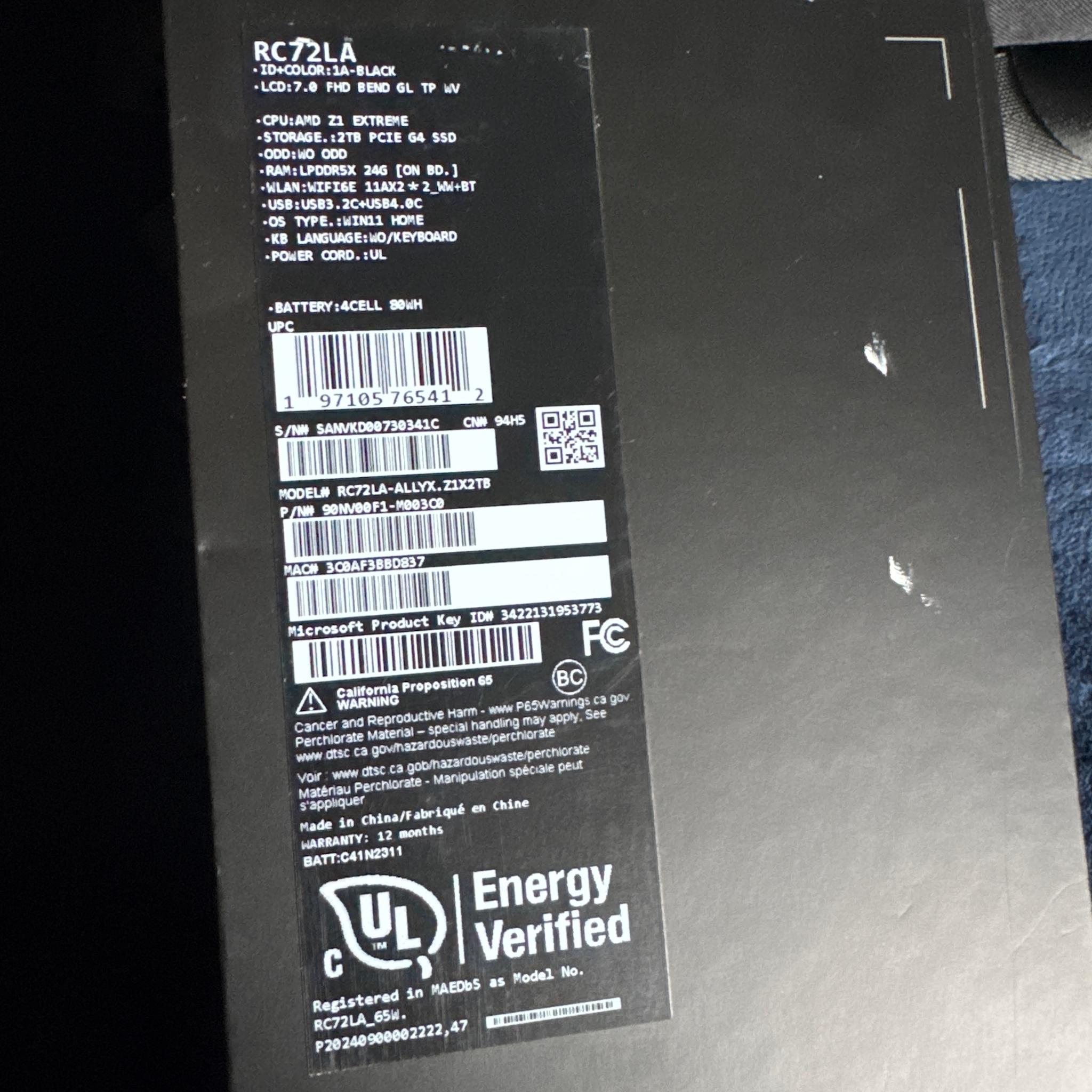OG ROG ALLY X - RC72LA-ALLYX.Z1X2TB