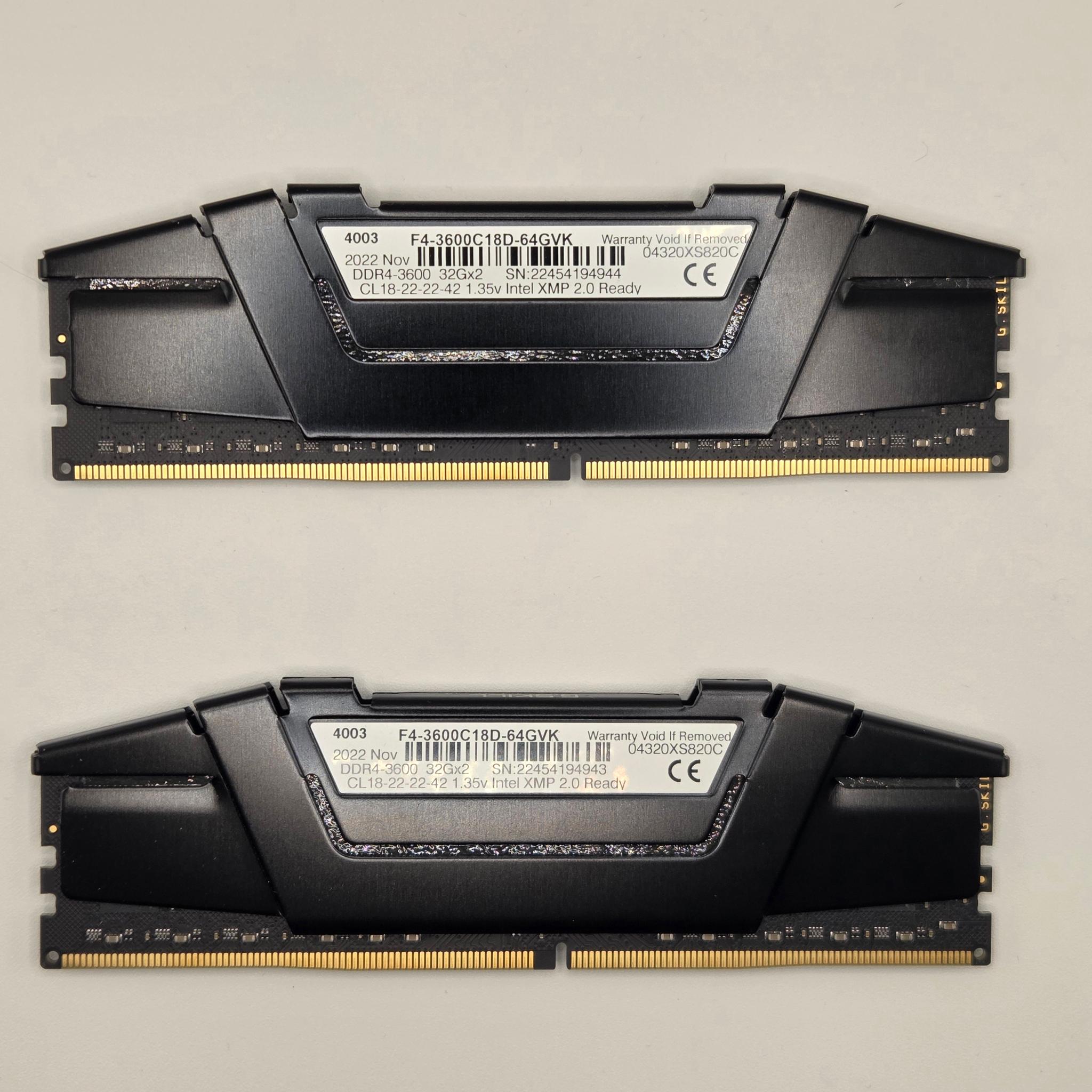G.Skill RipjawsV CL18 DDR4-3600 64gb (32GBx2)