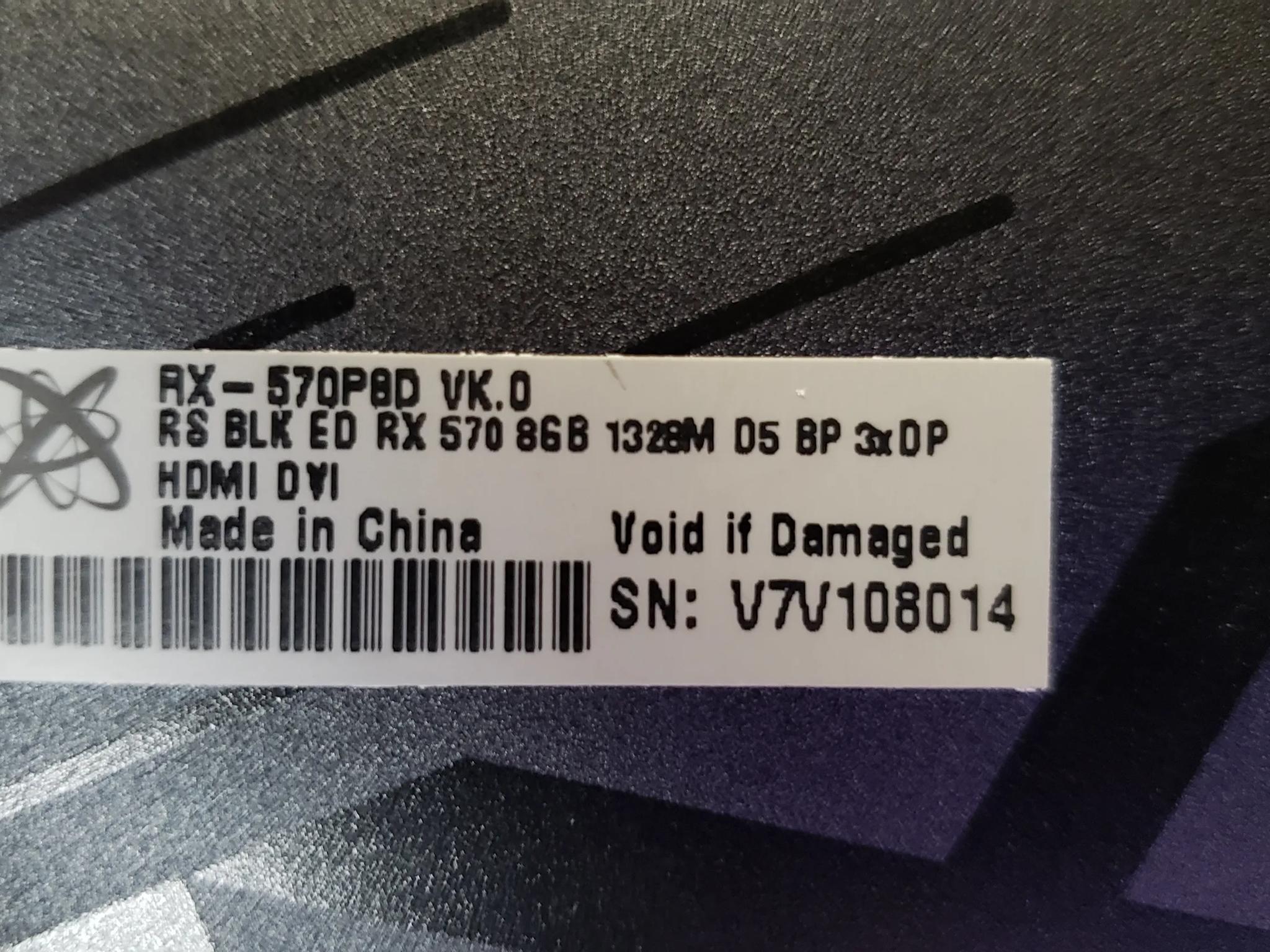 XFX RX 570 graphics card 8gb mem