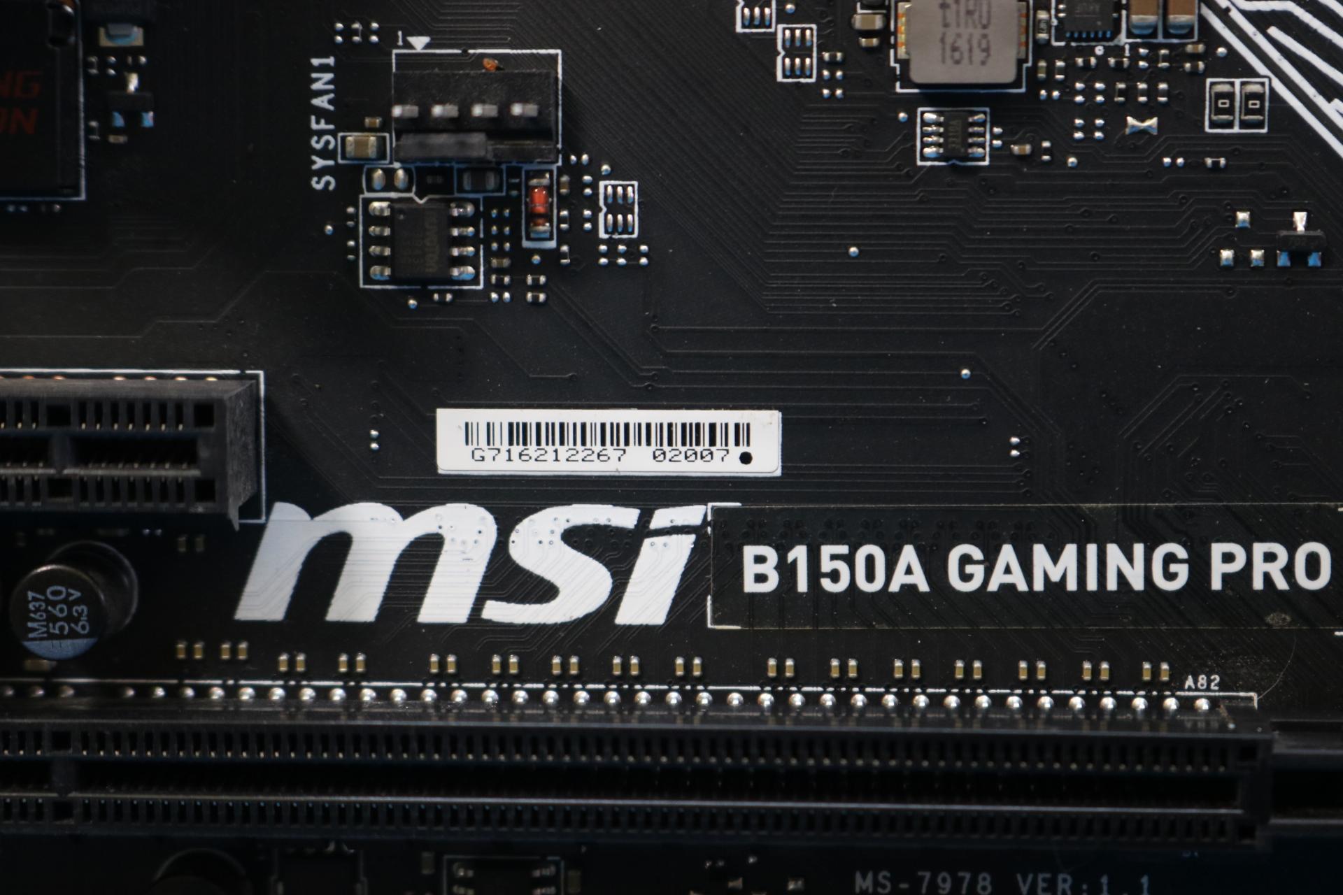 MSI B150A Gaming Pro Intel LGA1151/Socket H4 DDR4 ATX Motherboard & I/O Shield MS-7978