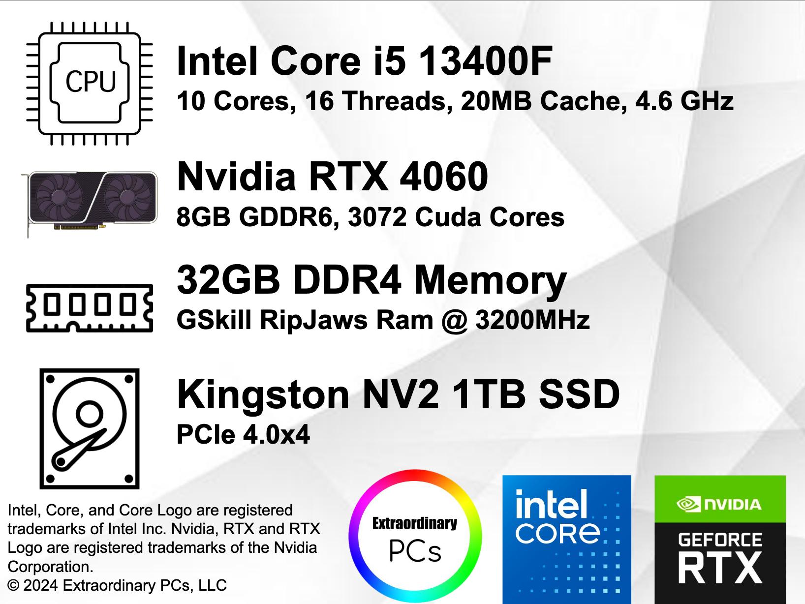 [E50 Gaming PC] i5 13400F, RTX 4060, 32GB RAM, 1TB SSD by Extraordinarypc PCS