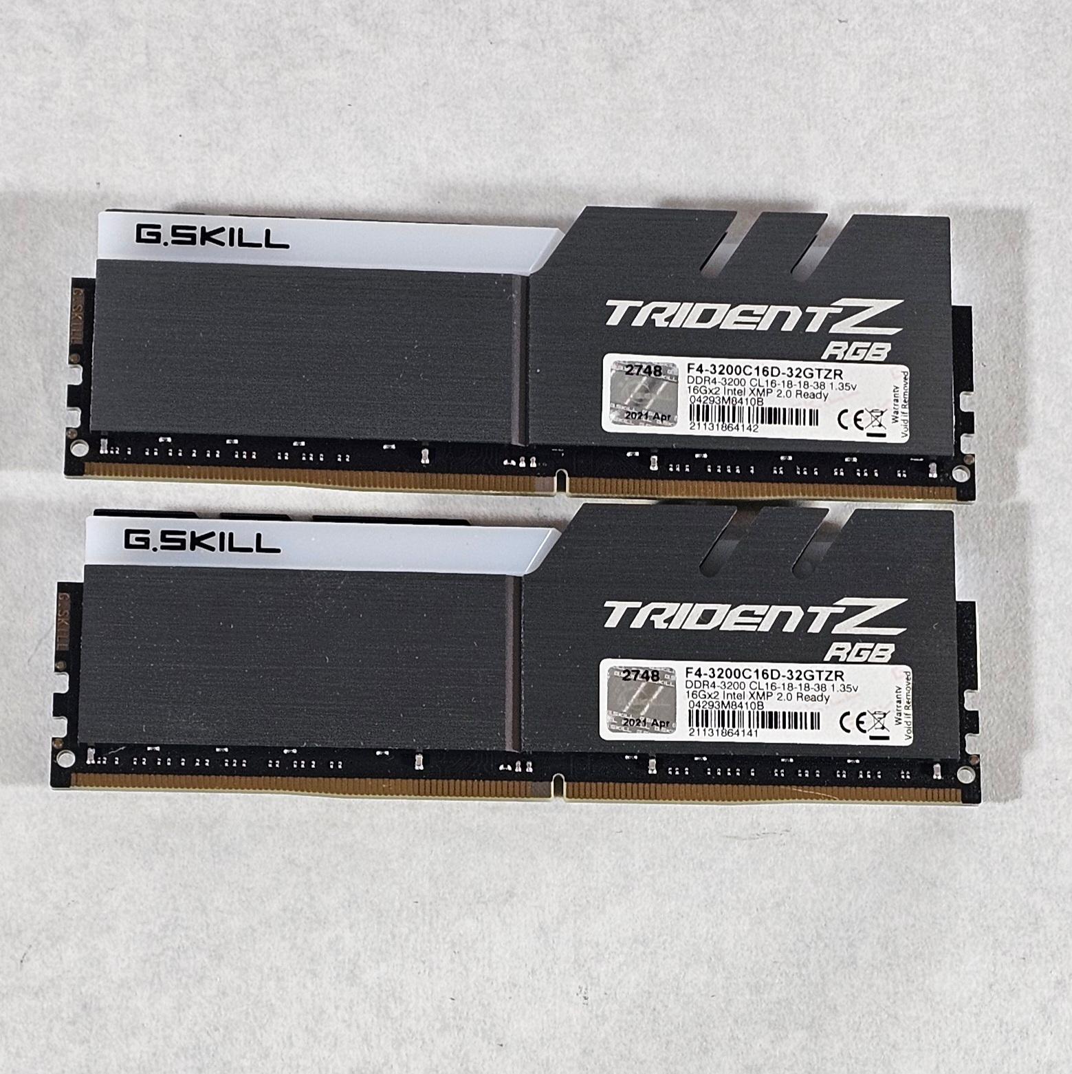 32GB DDR4 (2x16GB) RAM CL16 3200MT/s G.Skill Trident Z RGB
