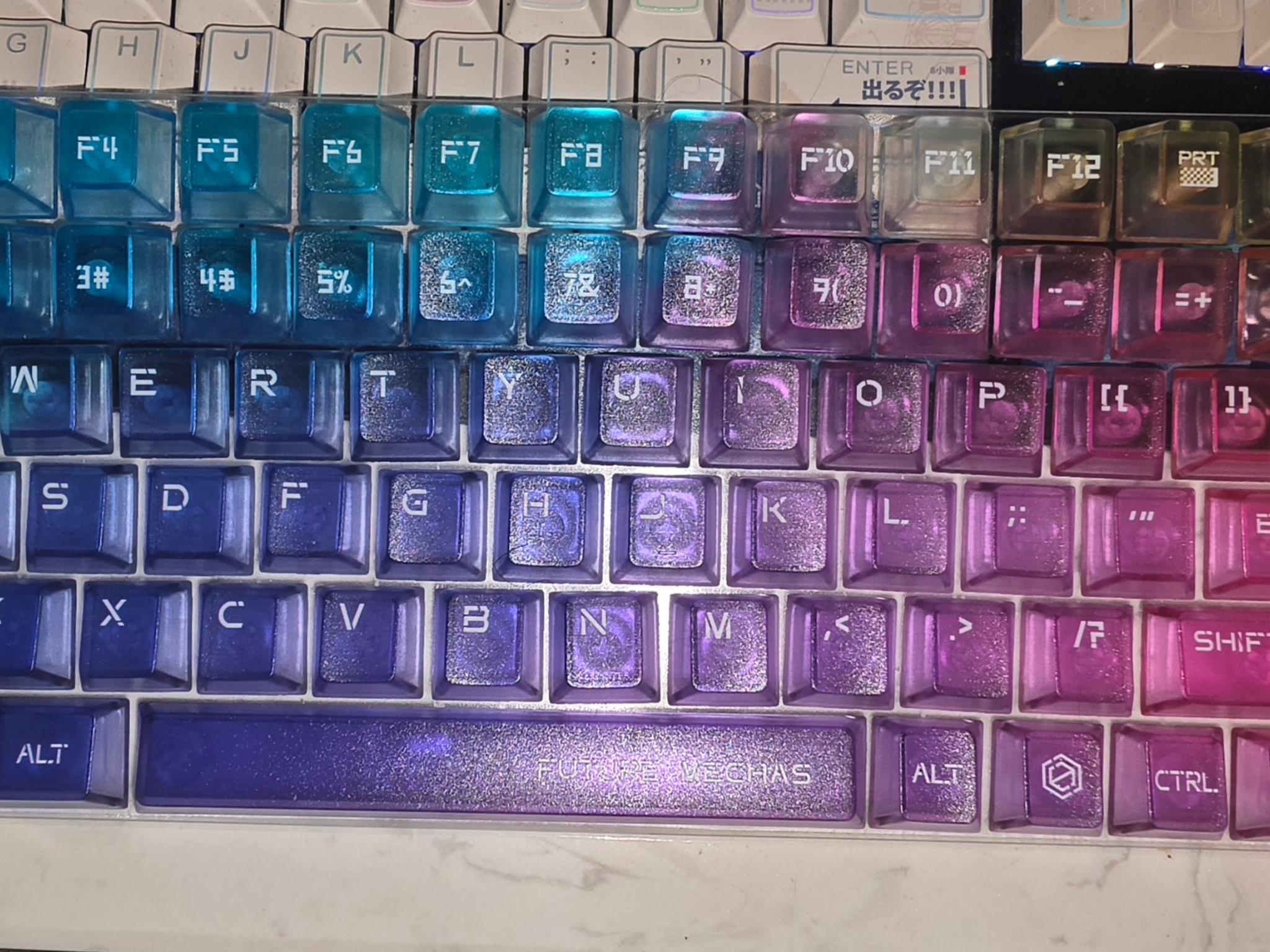 Crystal multicolor translucent key cap set