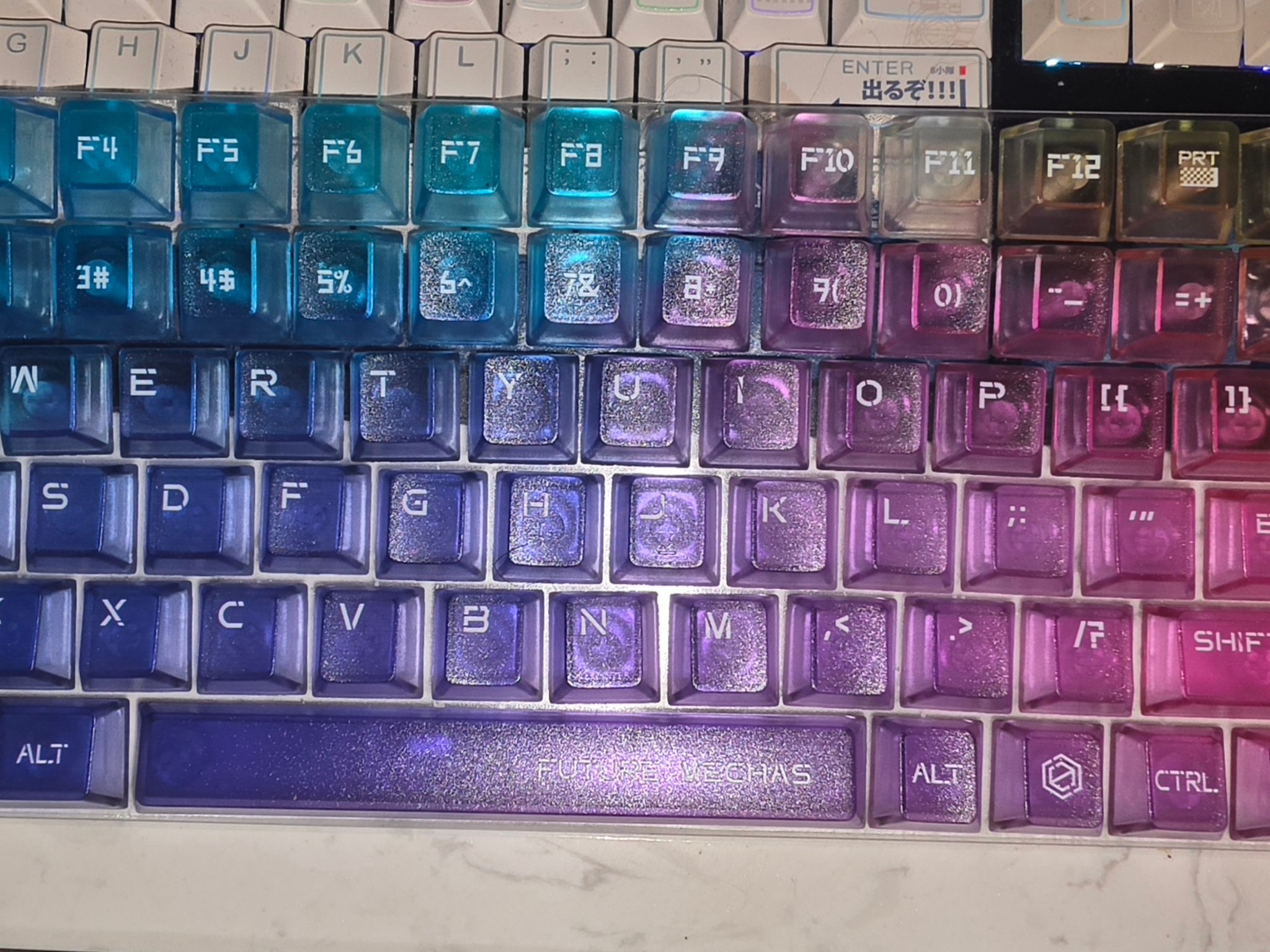 Crystal multicolor translucent key cap set