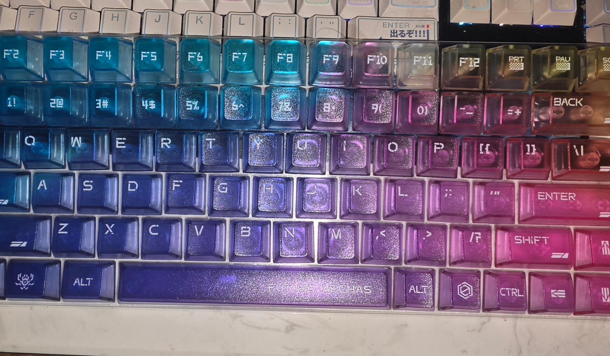 Crystal multicolor translucent key cap set