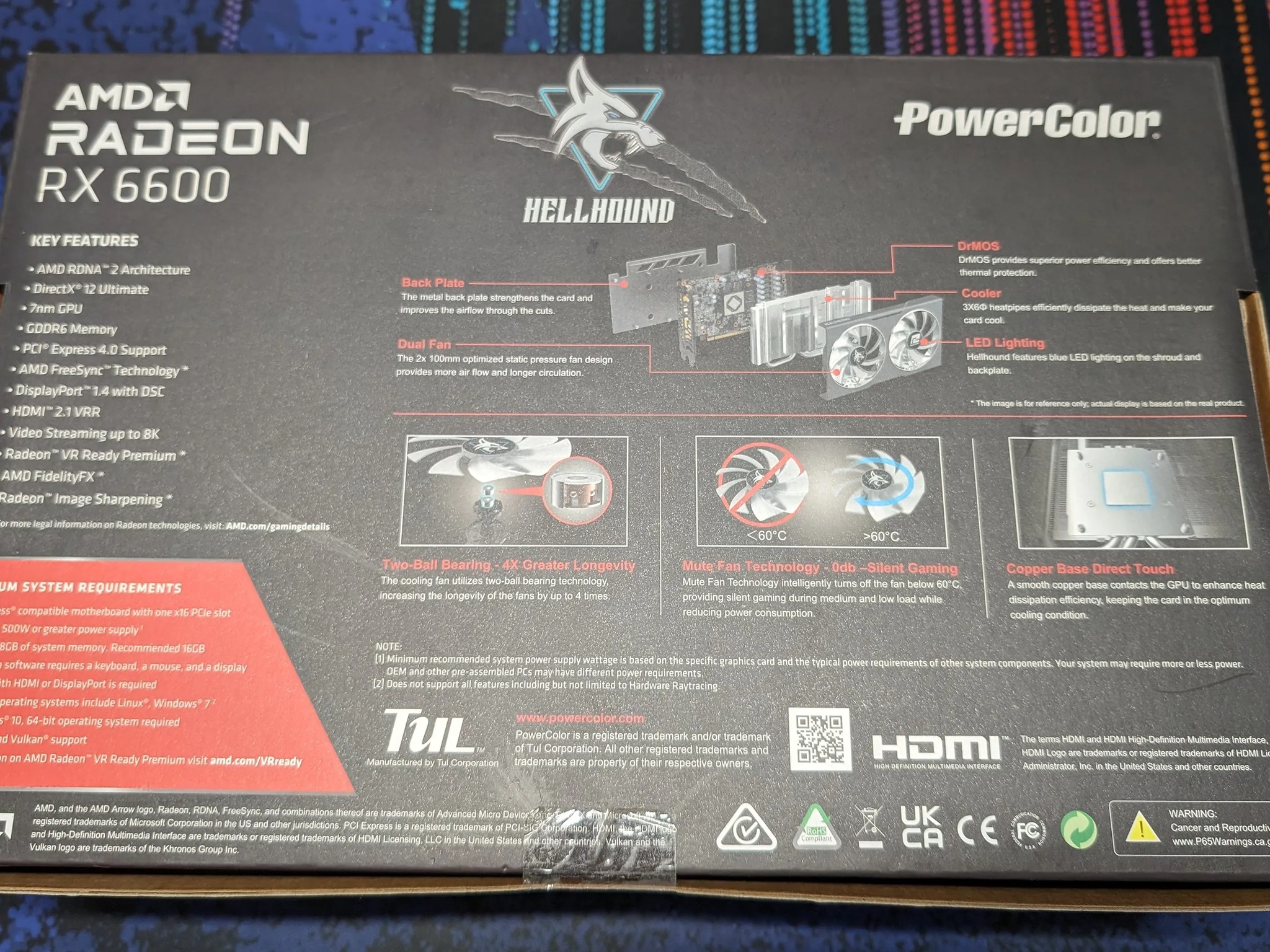 PowerColor Hellhound Radeon RX 6600 8GB GDDR6 Graphics Card - Used, Good Condition