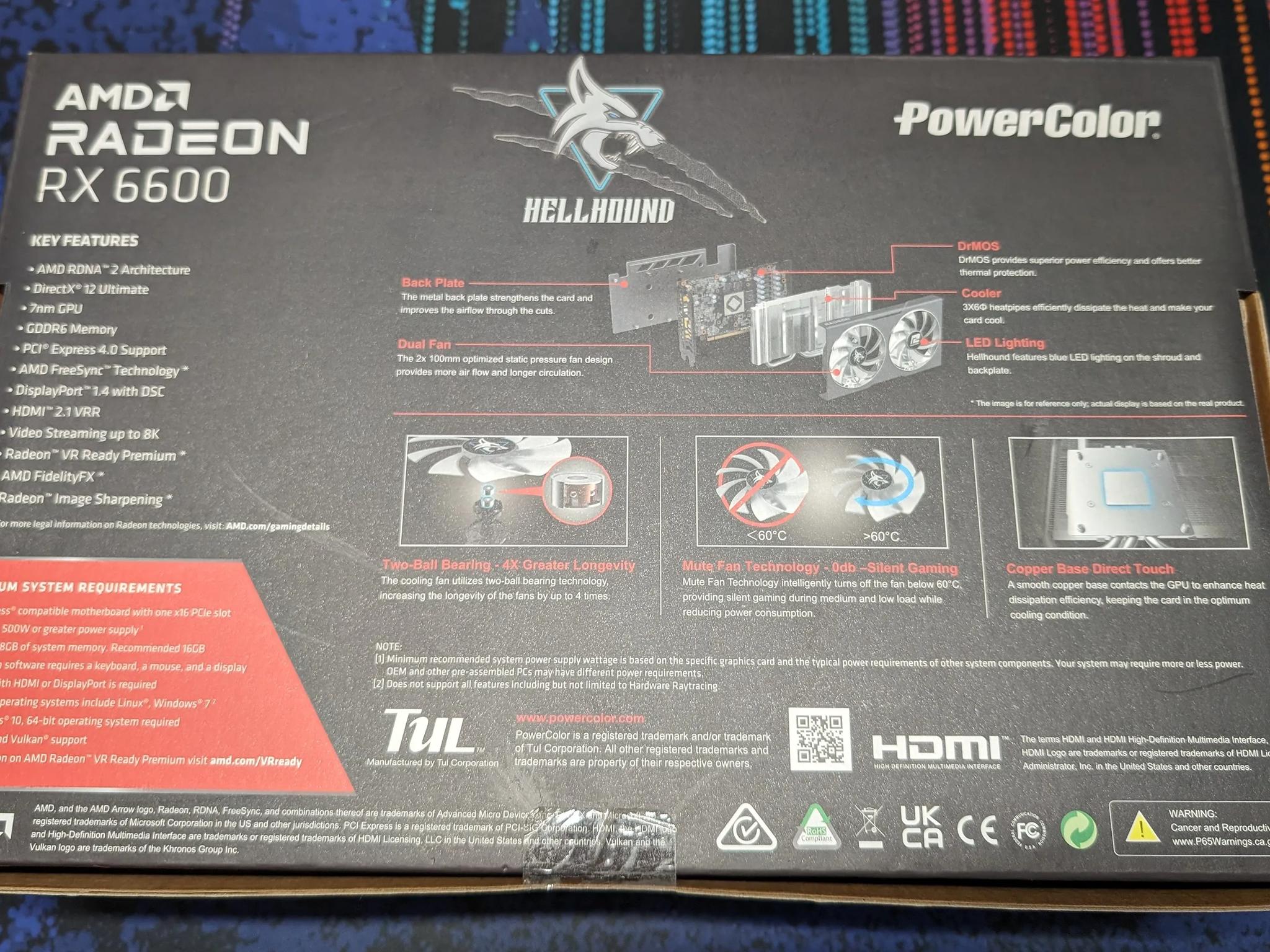 PowerColor Hellhound Radeon RX 6600 8GB GDDR6 Graphics Card - Used, Good Condition