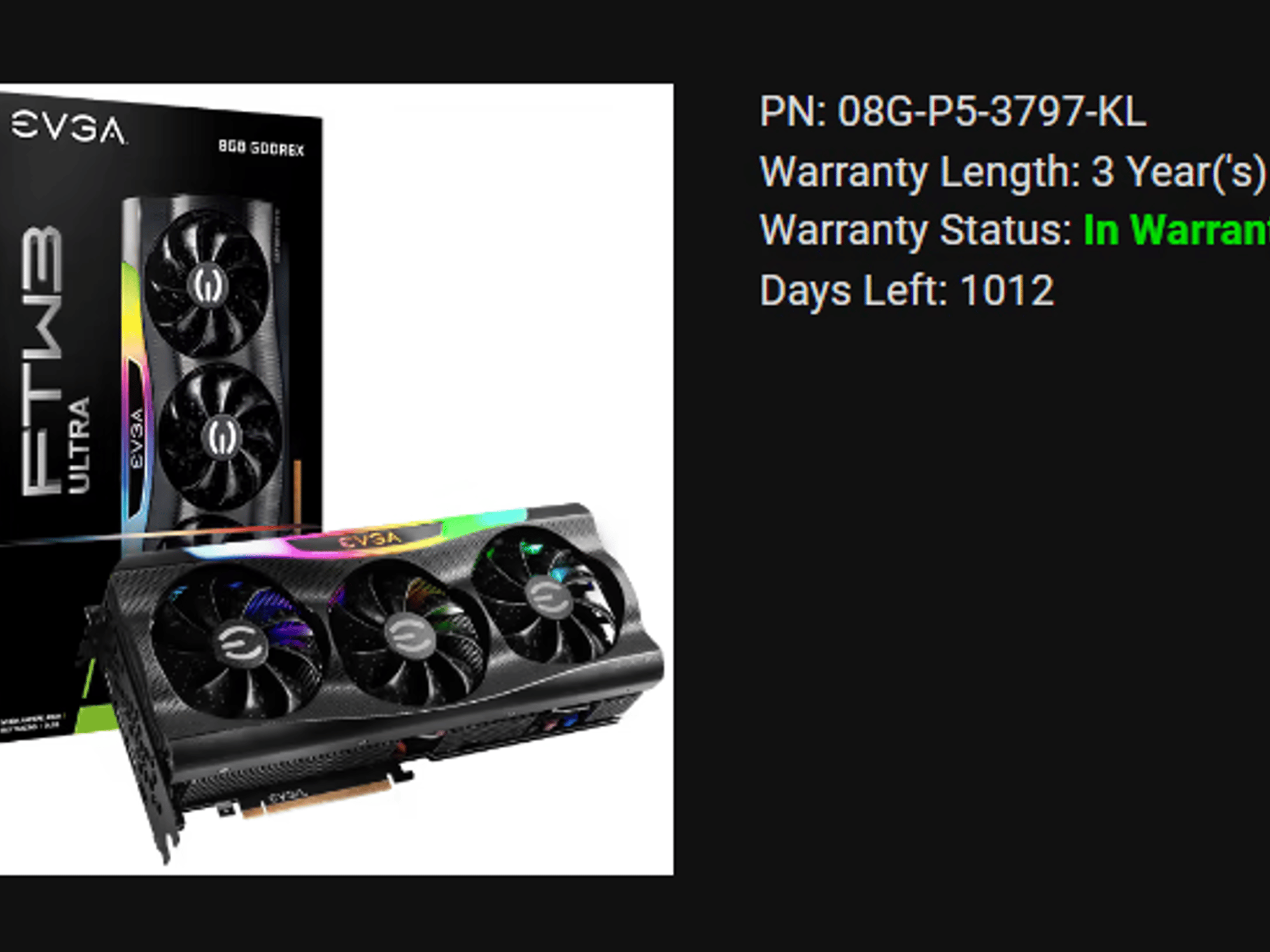 EVGA GeForce RTX 3070 Ti FTW3 ULTRA GAMING | 08G-P5-3797-KL