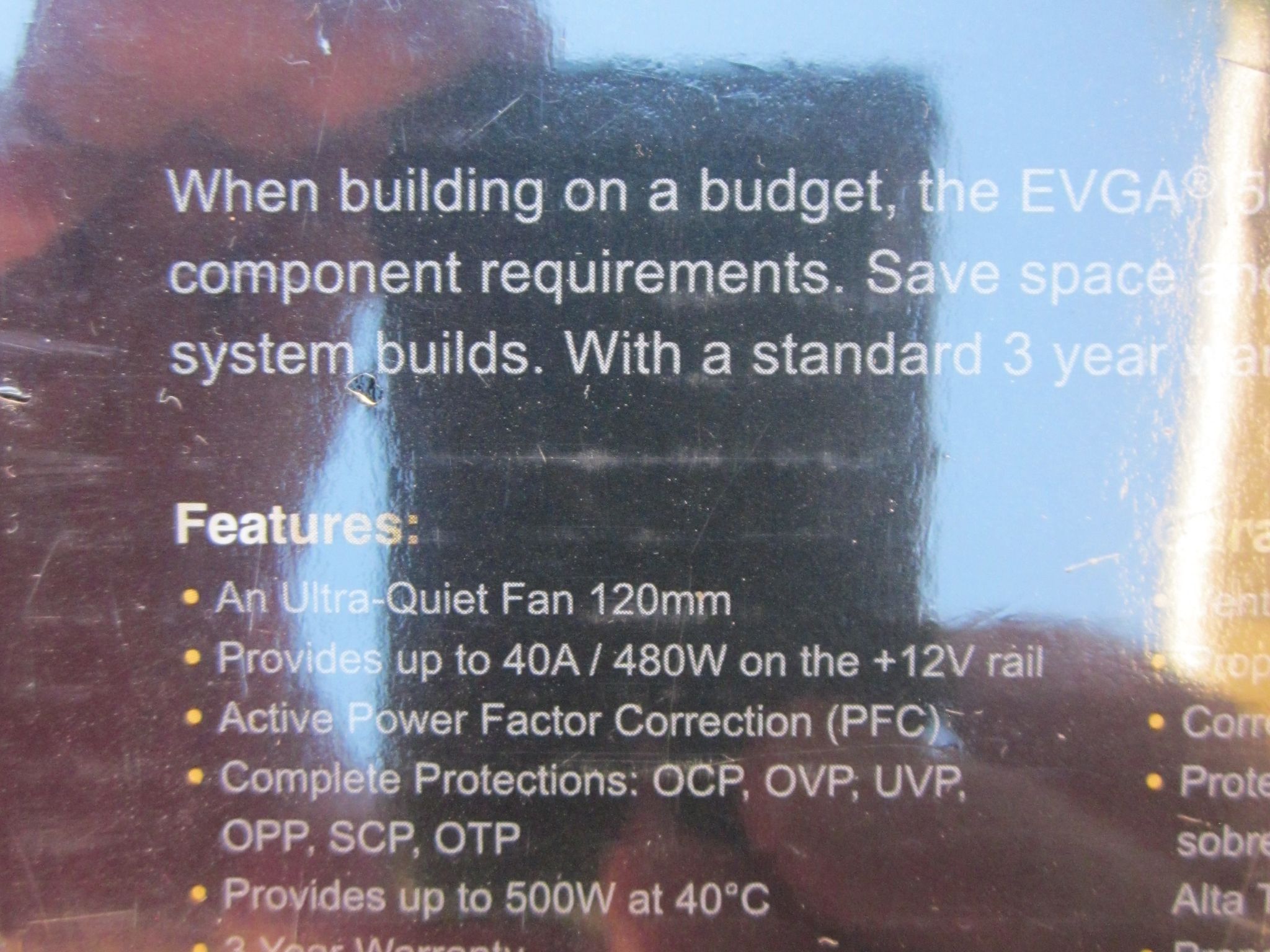 NEW SEALED! EVGA 500W 80 PLUS Power Supply