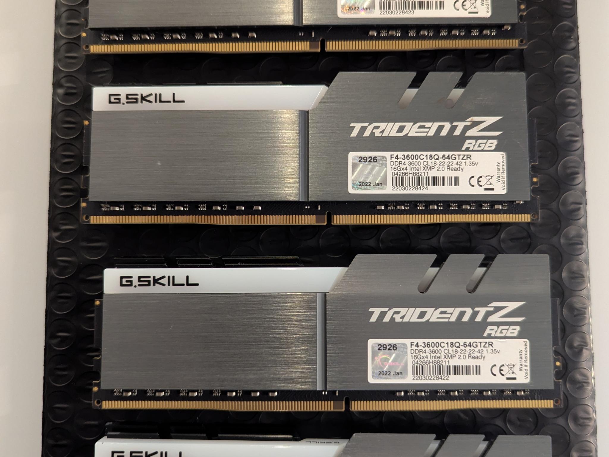 64GB G.Skill Trident Z RGB DDR4-3600 (4×16GB) CL18 – F4-3600C18Q-64GTZR