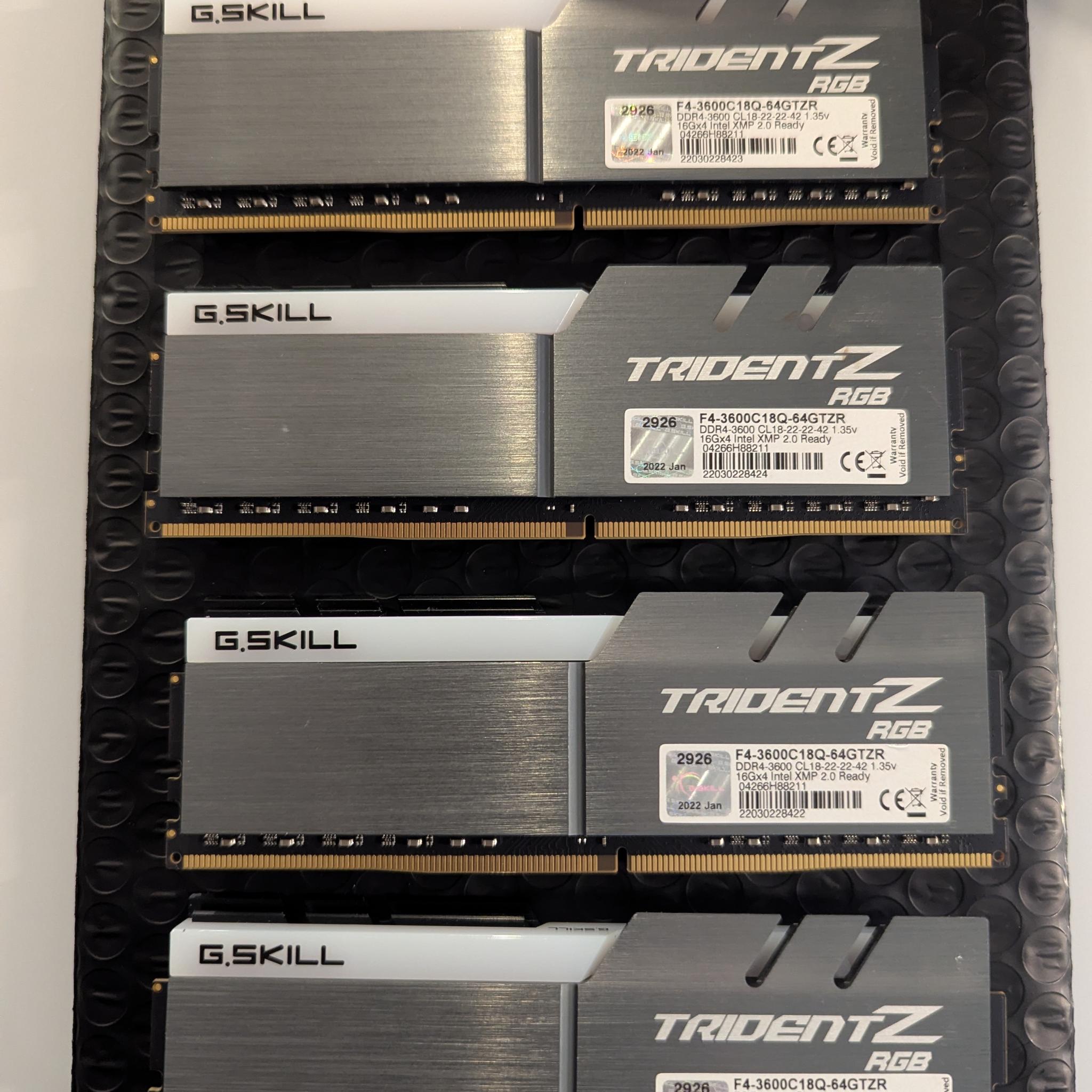 64GB G.Skill Trident Z RGB DDR4-3600 (4×16GB) CL18 – F4-3600C18Q-64GTZR