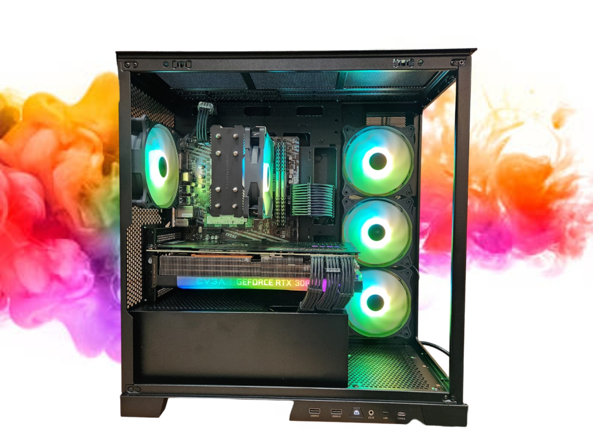 XMAS SALE: RTX 3080 + Ryzen 5600G + 32GB RAM + 1TB SSD + 5 Fans + Full RGB ( Black RGB Gaming PC )
