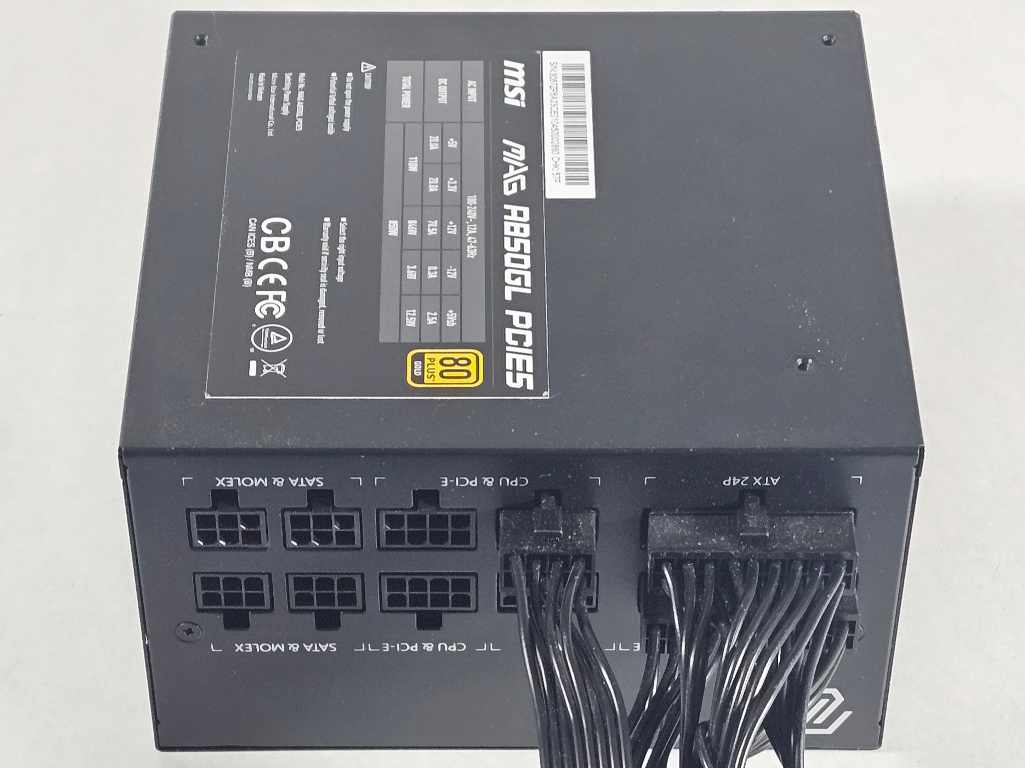 850 Watt PSU 80+ Gold MSI MAG A850GL PCIE5 Power Supply