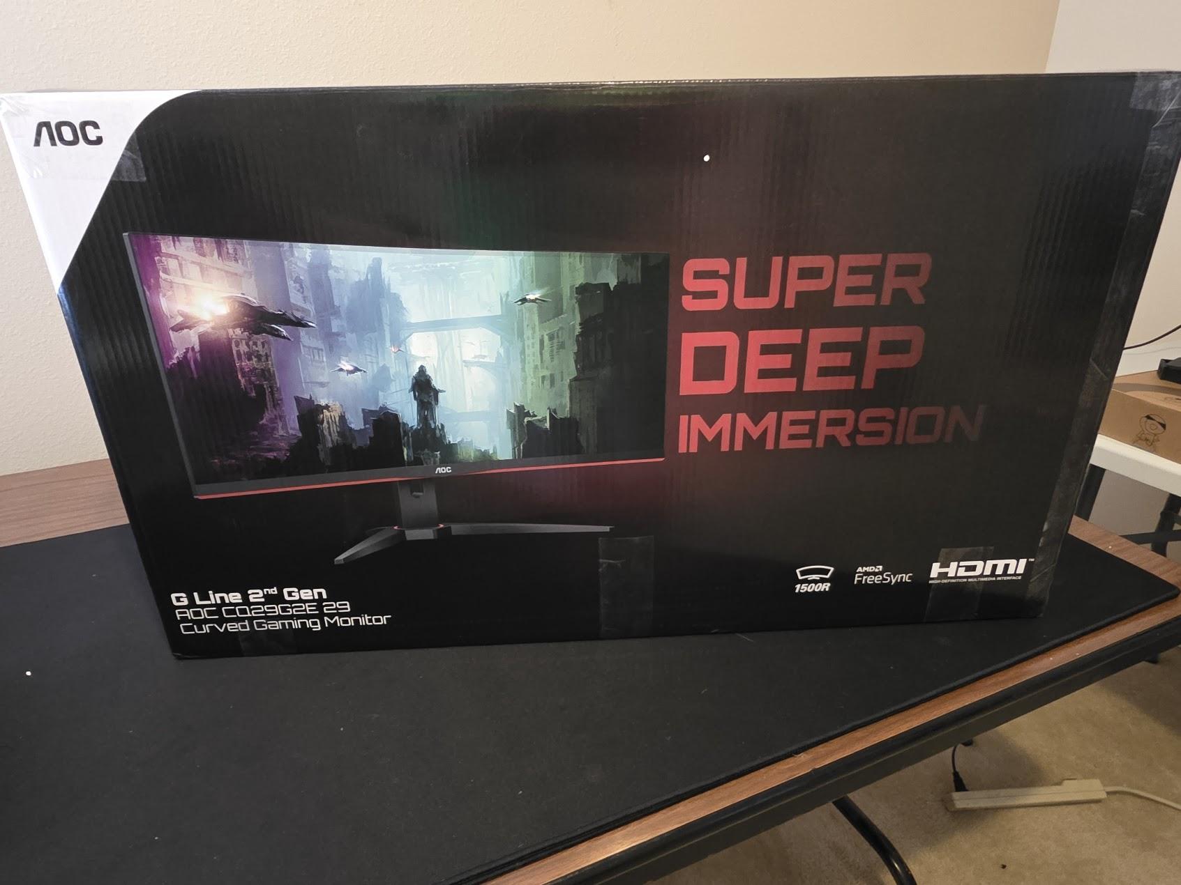 AOC CQ29G2E 29" 2K 1080P Curved Widescreen 21:9 Monitor 75Hz Gaming - Productivity - General Use