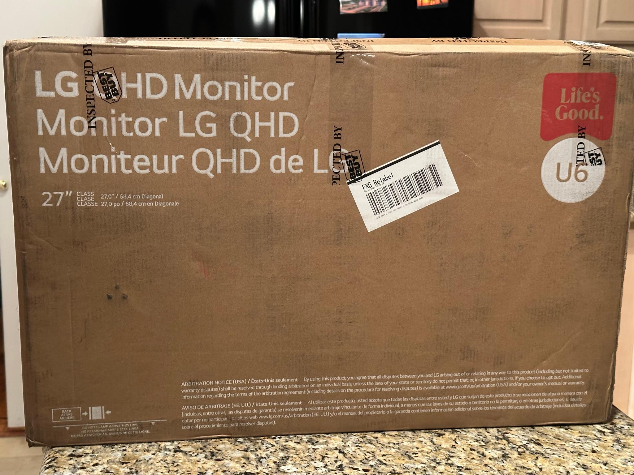 New LG - 27" Monitor QHD (2560 x 1440)  IPS 100Hz