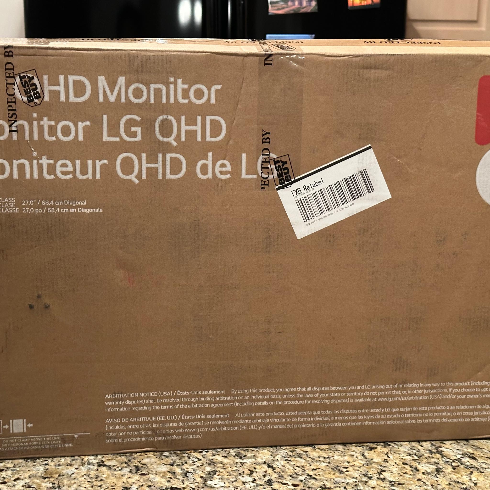 New LG - 27" Monitor QHD (2560 x 1440)  IPS 100Hz