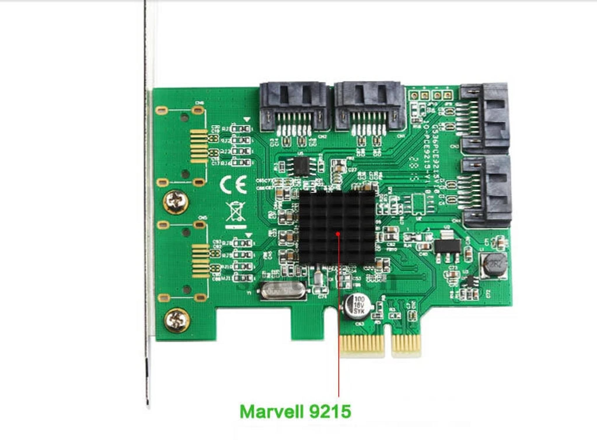 4 Port SATA III Expansion Card LP Bracket 6Gbps SATA 3.0 Controller PCI Express x1 Marvell 9215
