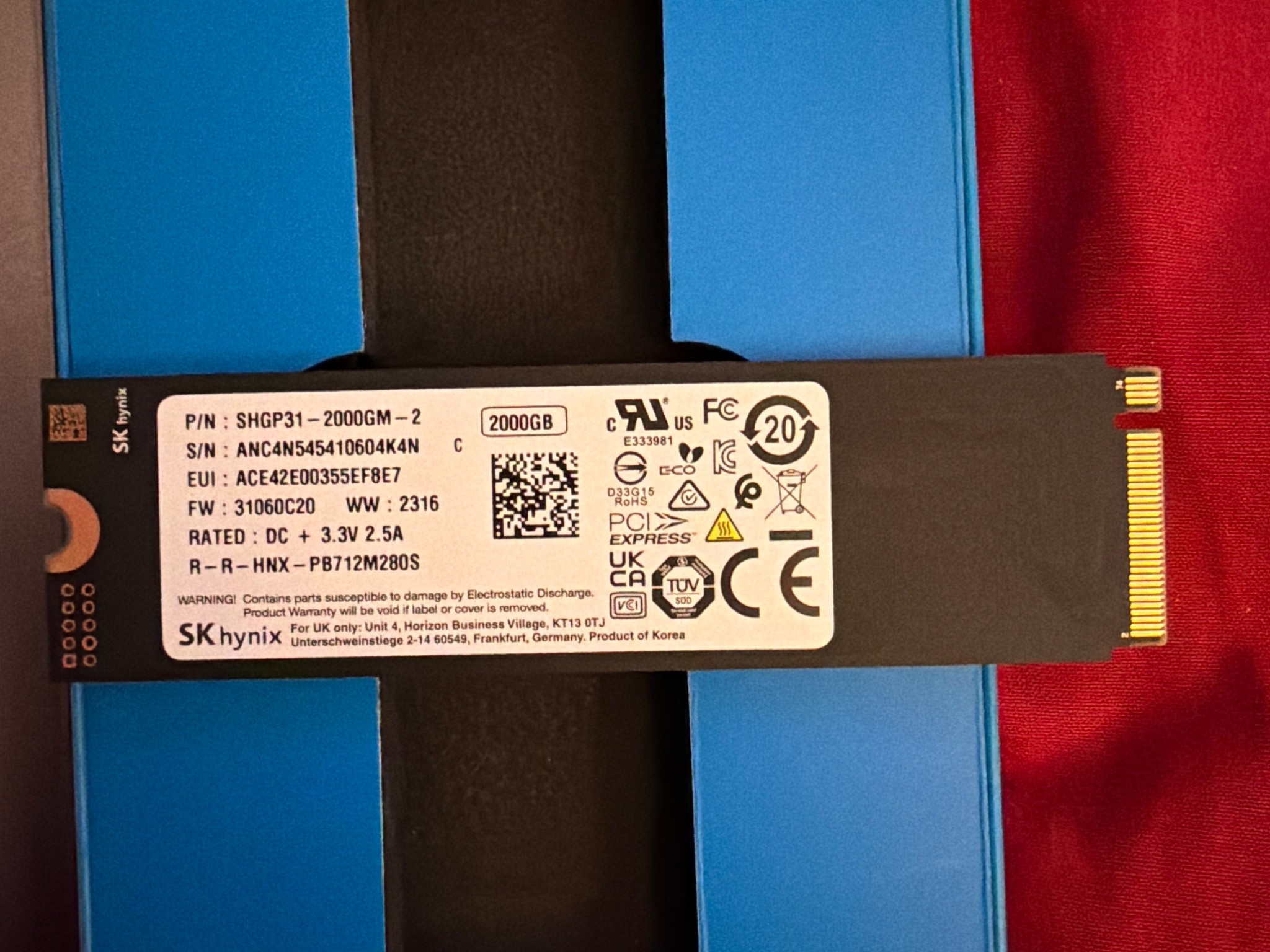 New SK Hynix 2TB NVMe M.2 2280 SSD
