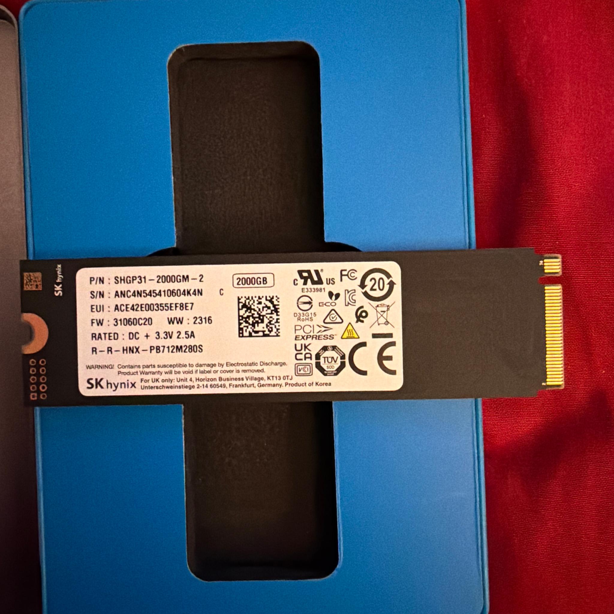 New SK Hynix 2TB NVMe M.2 2280 SSD