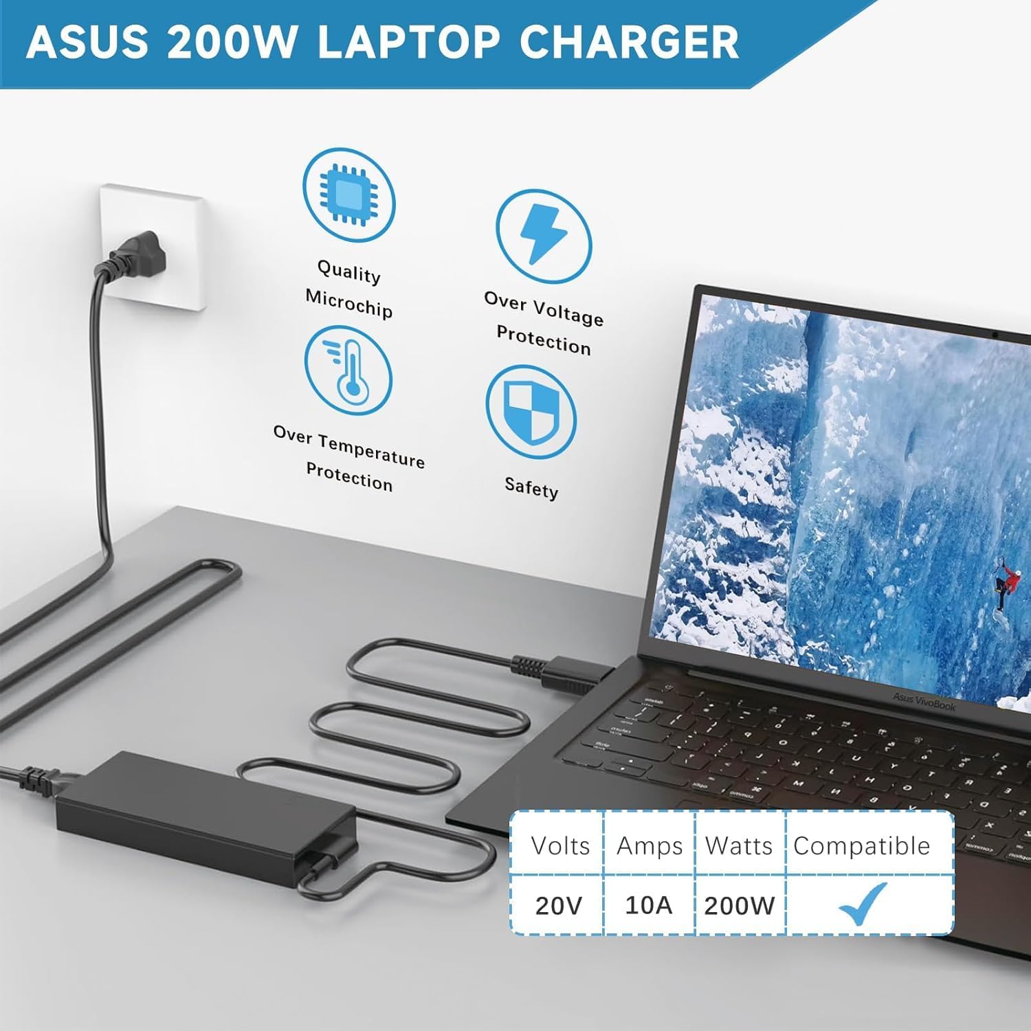 200W Laptop Charger Compatible with Asus ROG Zephyrus G16 (Full List In Description)