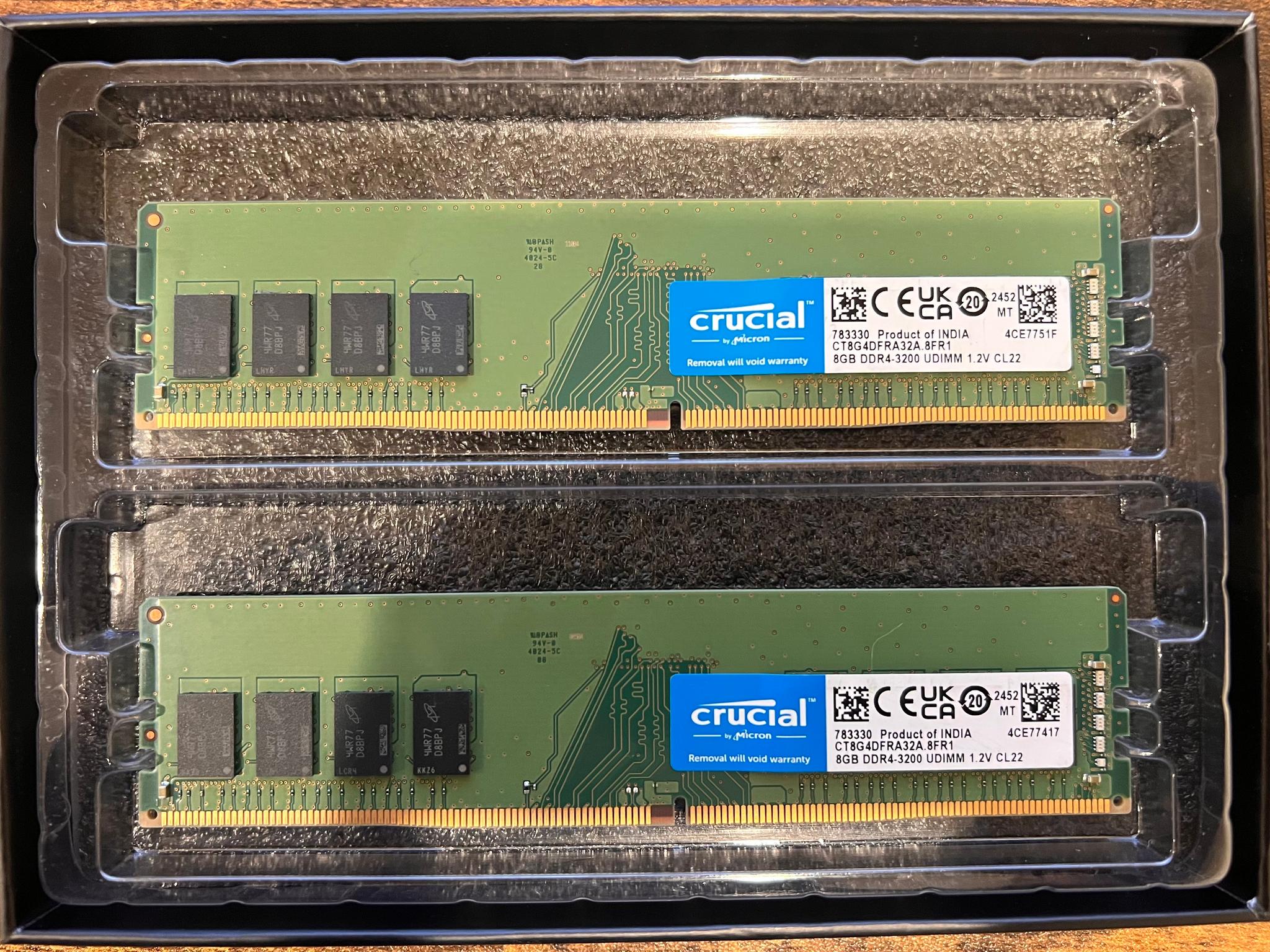 Crucial 16GB (2 x 8GB) DDR4-3200 PC4-25600 CL22 RAM