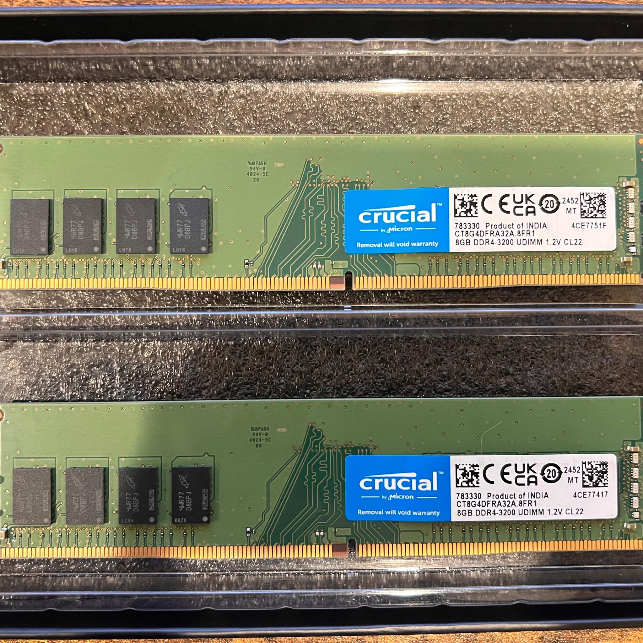 Crucial 16GB (2 x 8GB) DDR4-3200 PC4-25600 CL22 RAM