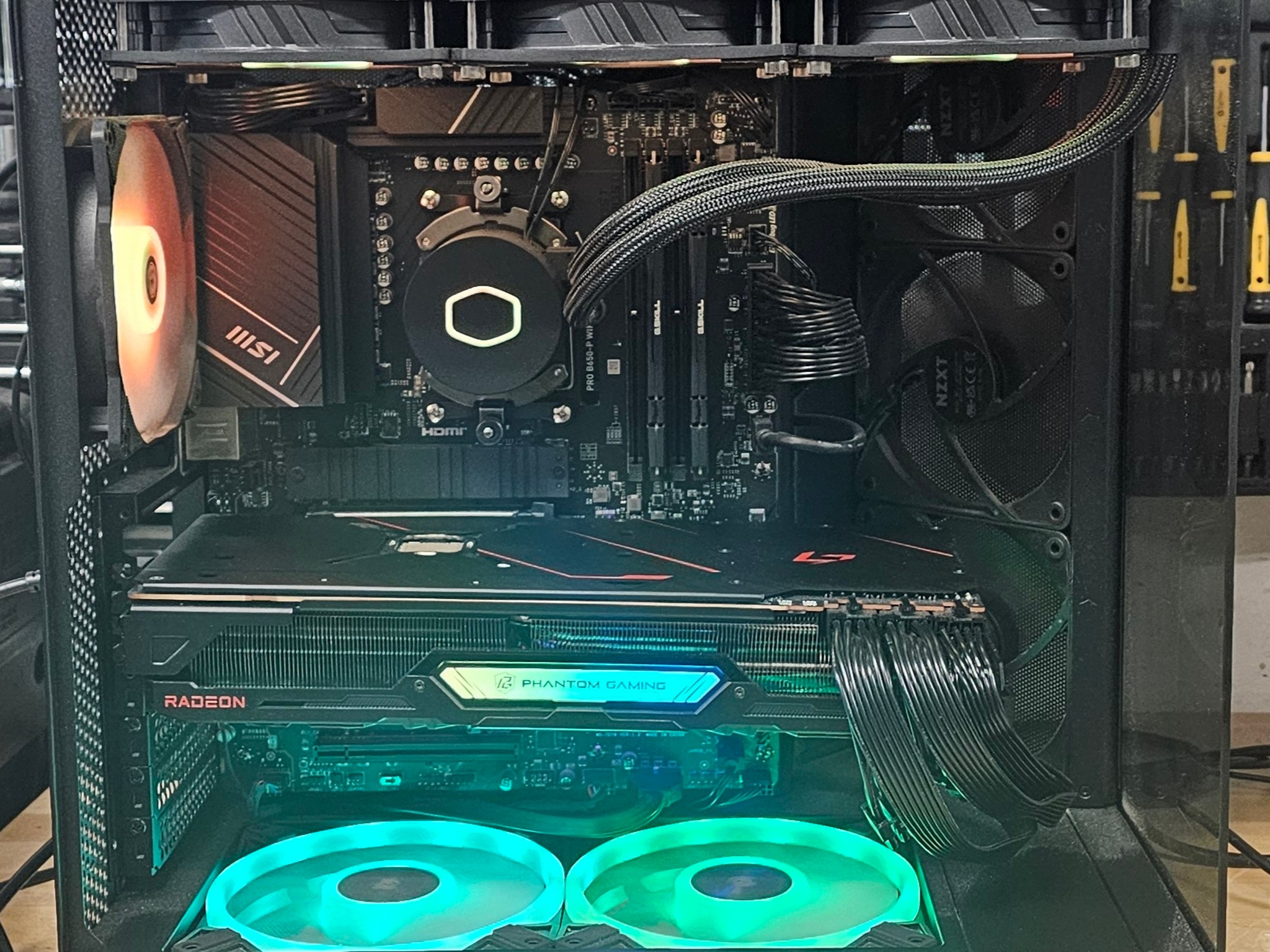 Black NZXT PC Case with Tempered Glass w/ 5 Fans