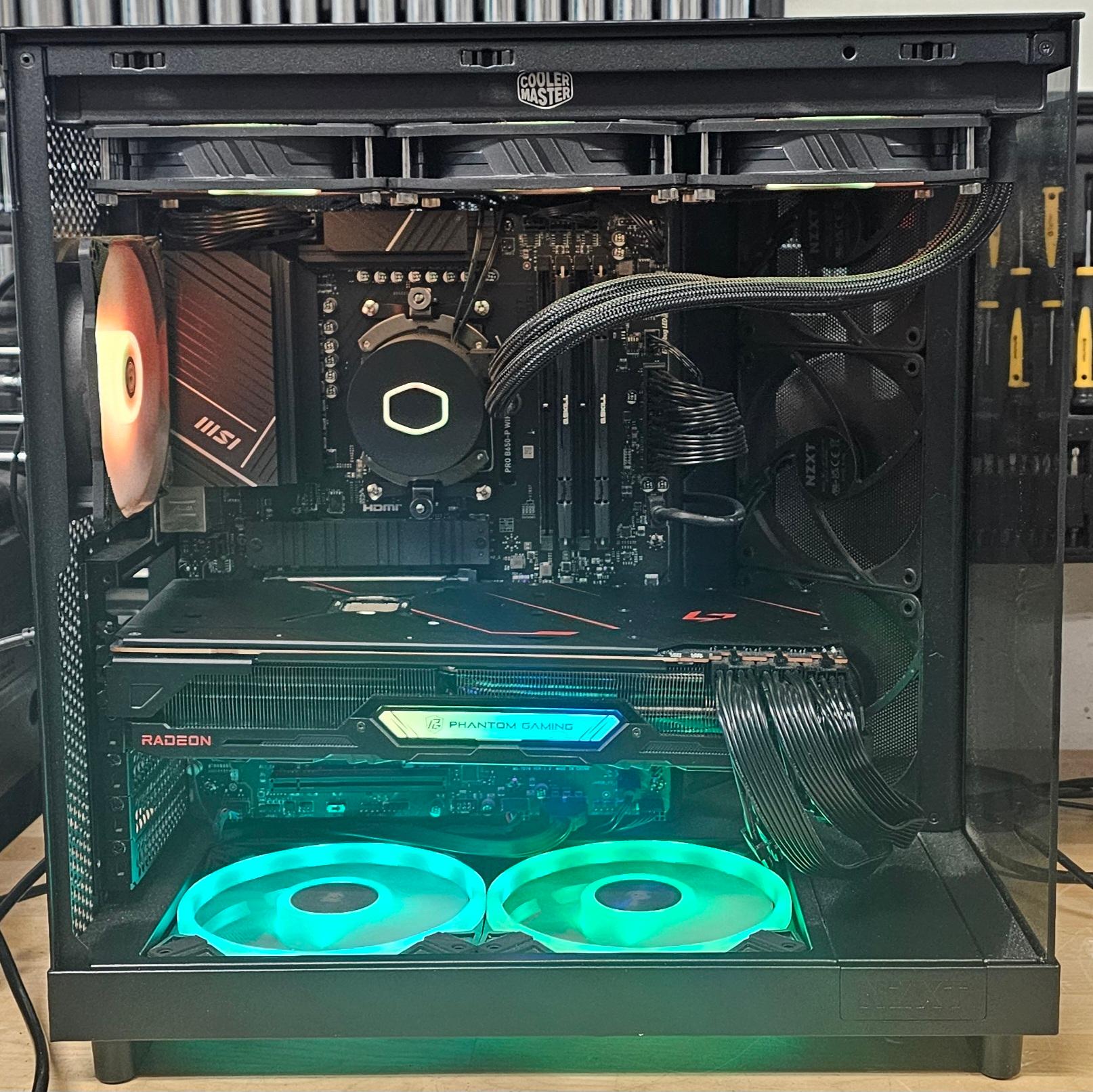 Black NZXT PC Case with Tempered Glass w/ 5 Fans