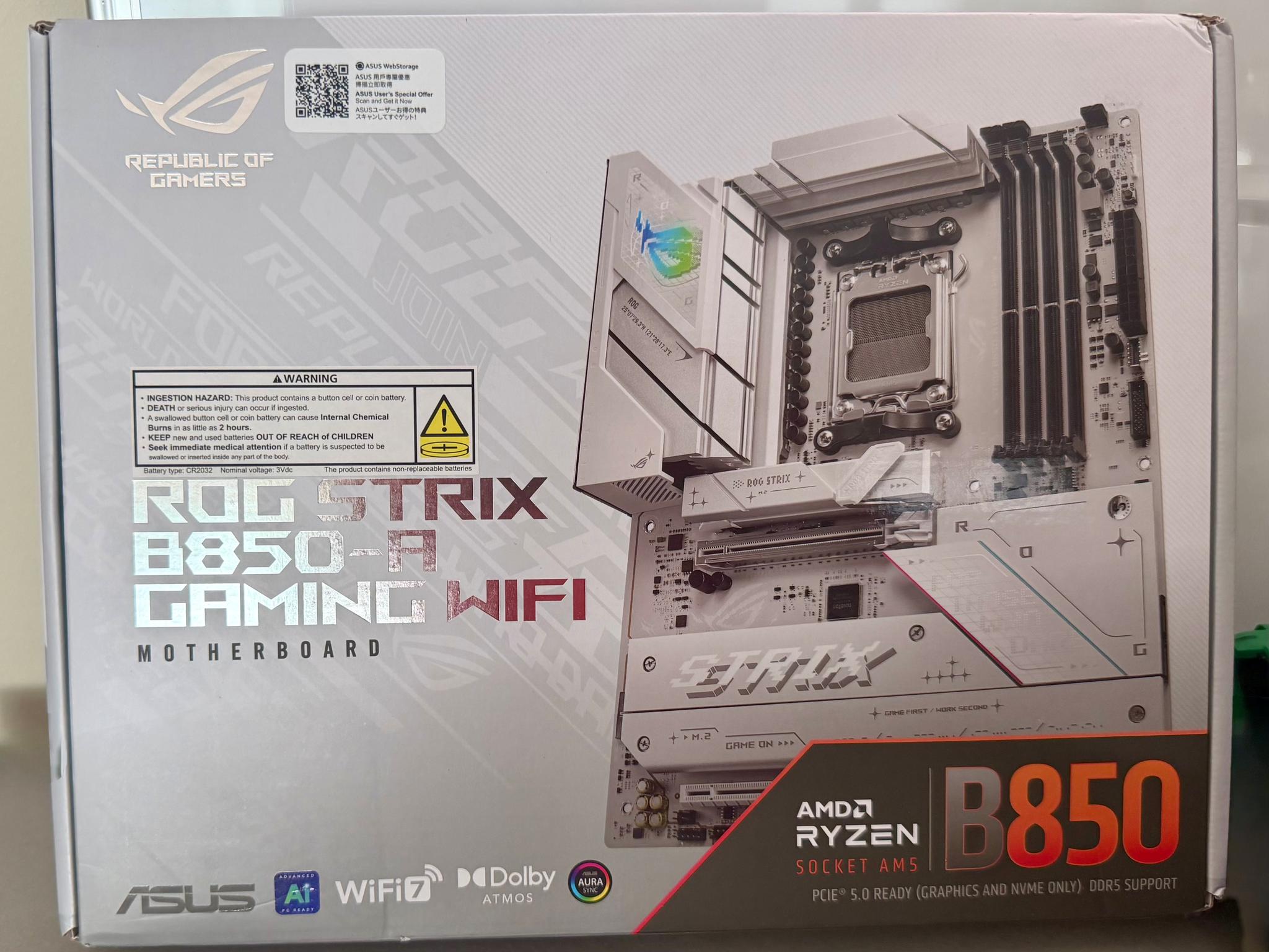 [Open-Box Excellent] ASUS ROG STRIX B850-A GAMING WIFI 7 Motherboard (White) [W] $225 Shipped
