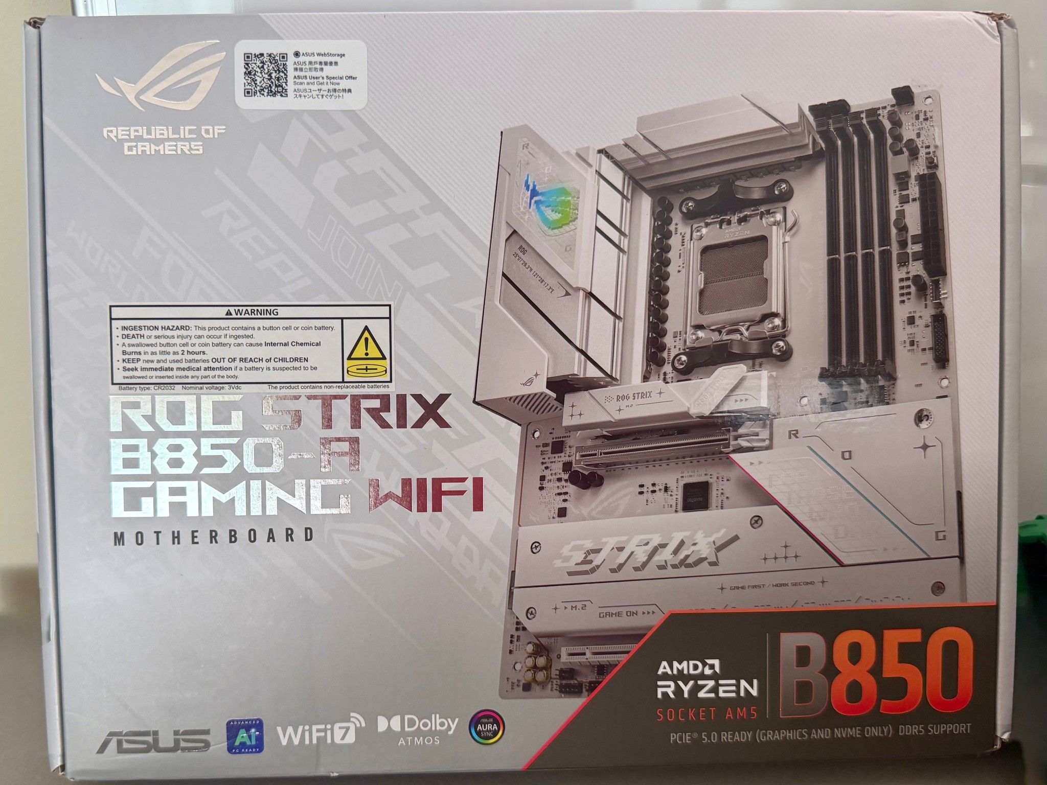 [Open-Box Excellent] ASUS ROG STRIX B850-A GAMING WIFI 7 Motherboard (White) [W] $225 Shipped