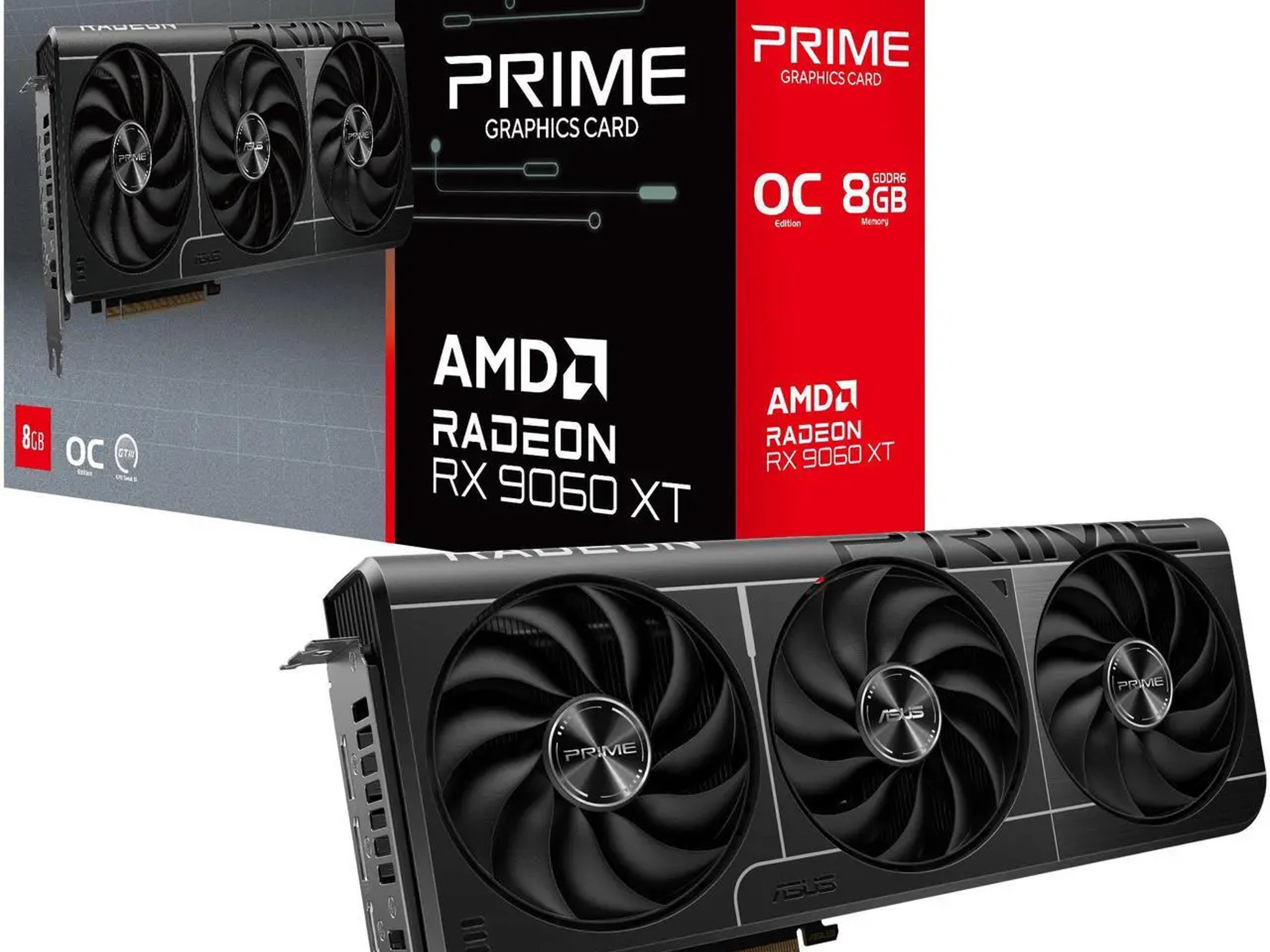 ASUS PRIME Radeon RX 9060 XT 8GB GDDR6 PCI Express 5.0 x16 ATX Graphics Card PRIME-RX9060XT-O8G