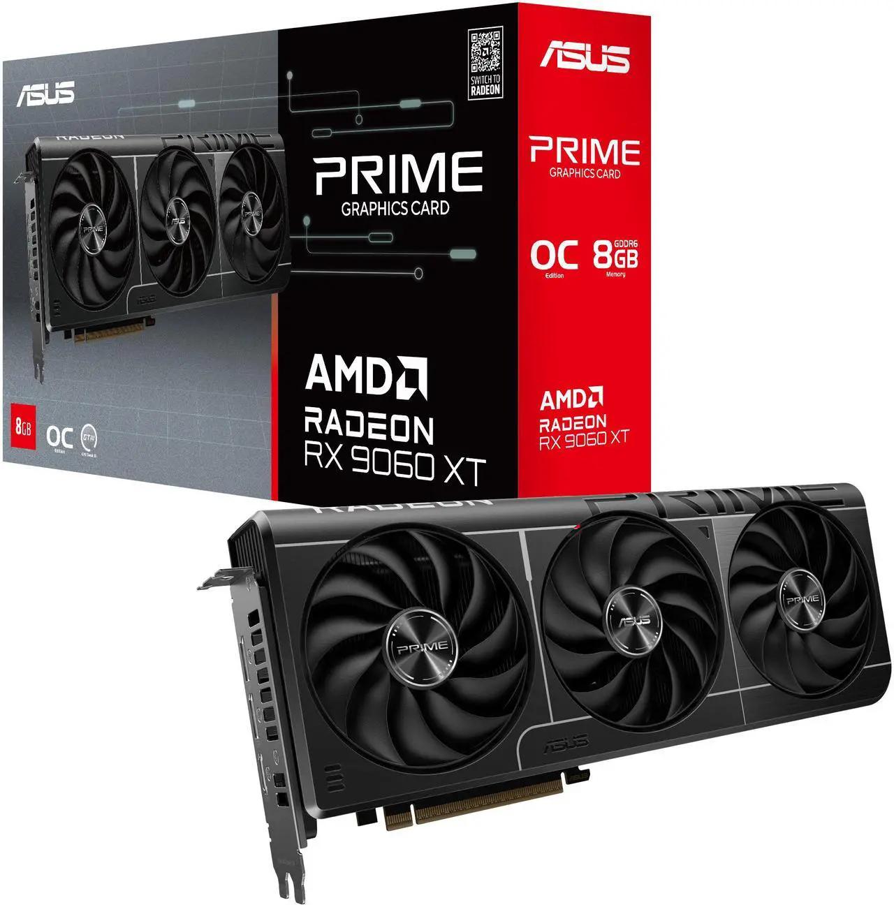 ASUS PRIME Radeon RX 9060 XT 8GB GDDR6 PCI Express 5.0 x16 ATX Graphics Card PRIME-RX9060XT-O8G