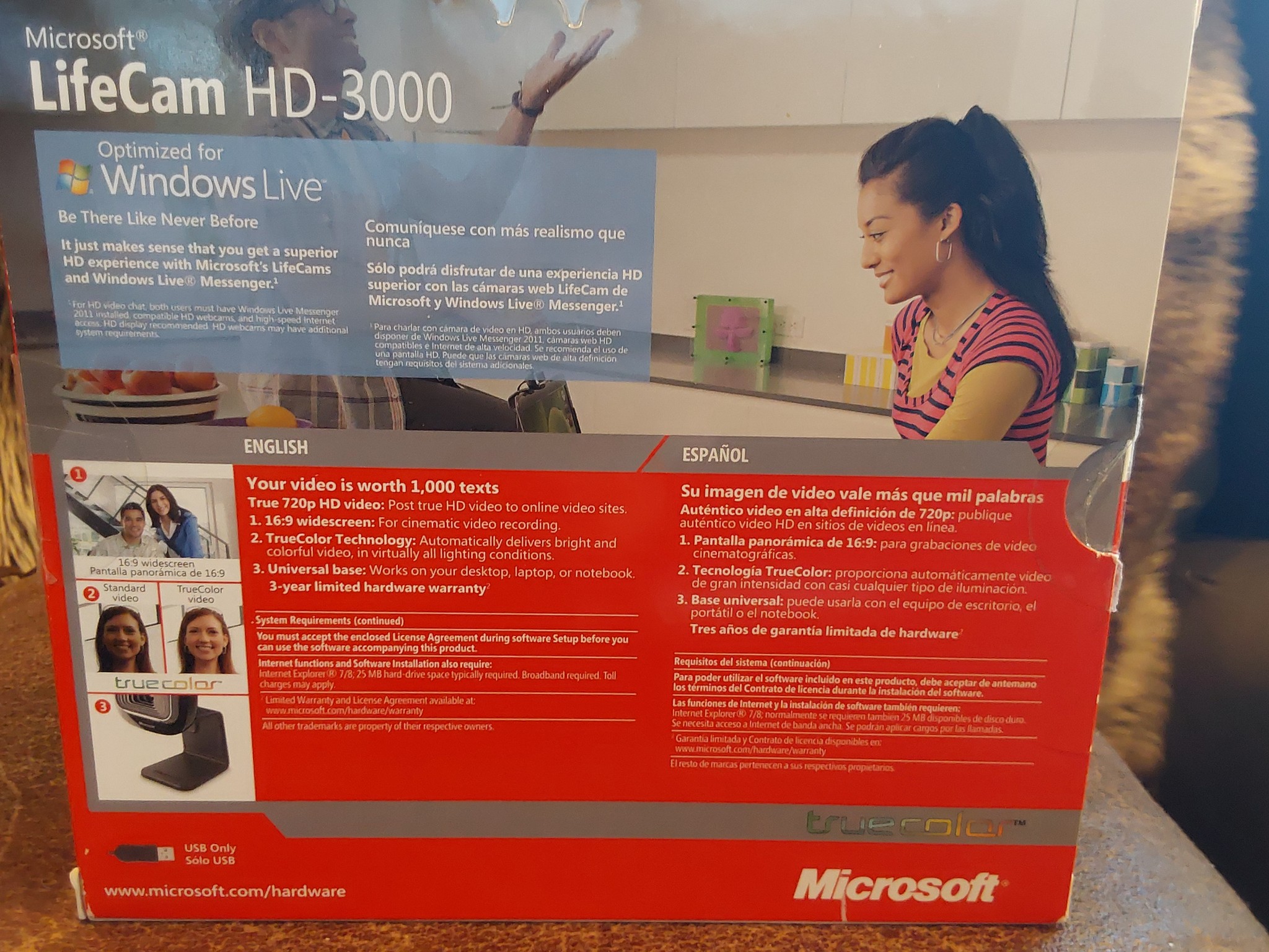 MICROSOFT LIFECAM HD-3000 USB HD WIDESCREEN VIDEO WEBCAM
