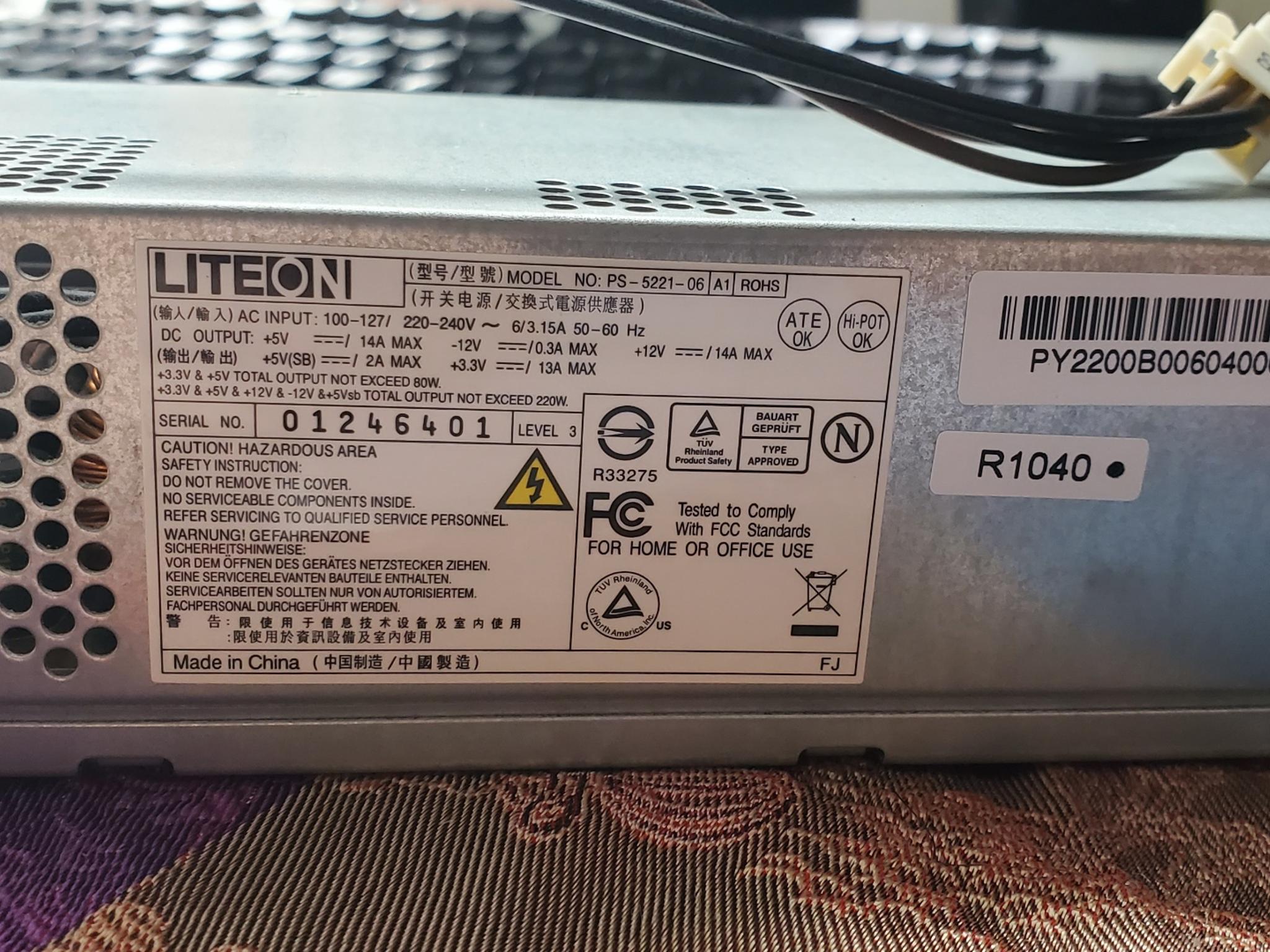 LiteOn ps-5221-06 220W SFF Power Supply