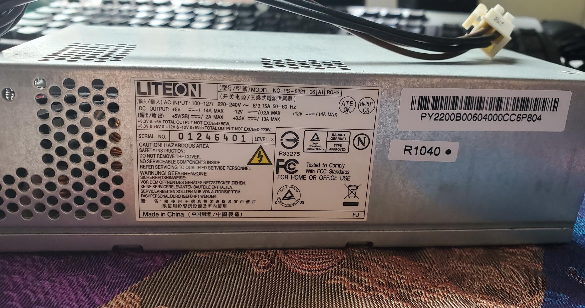 LiteOn ps-5221-06 220W SFF Power Supply