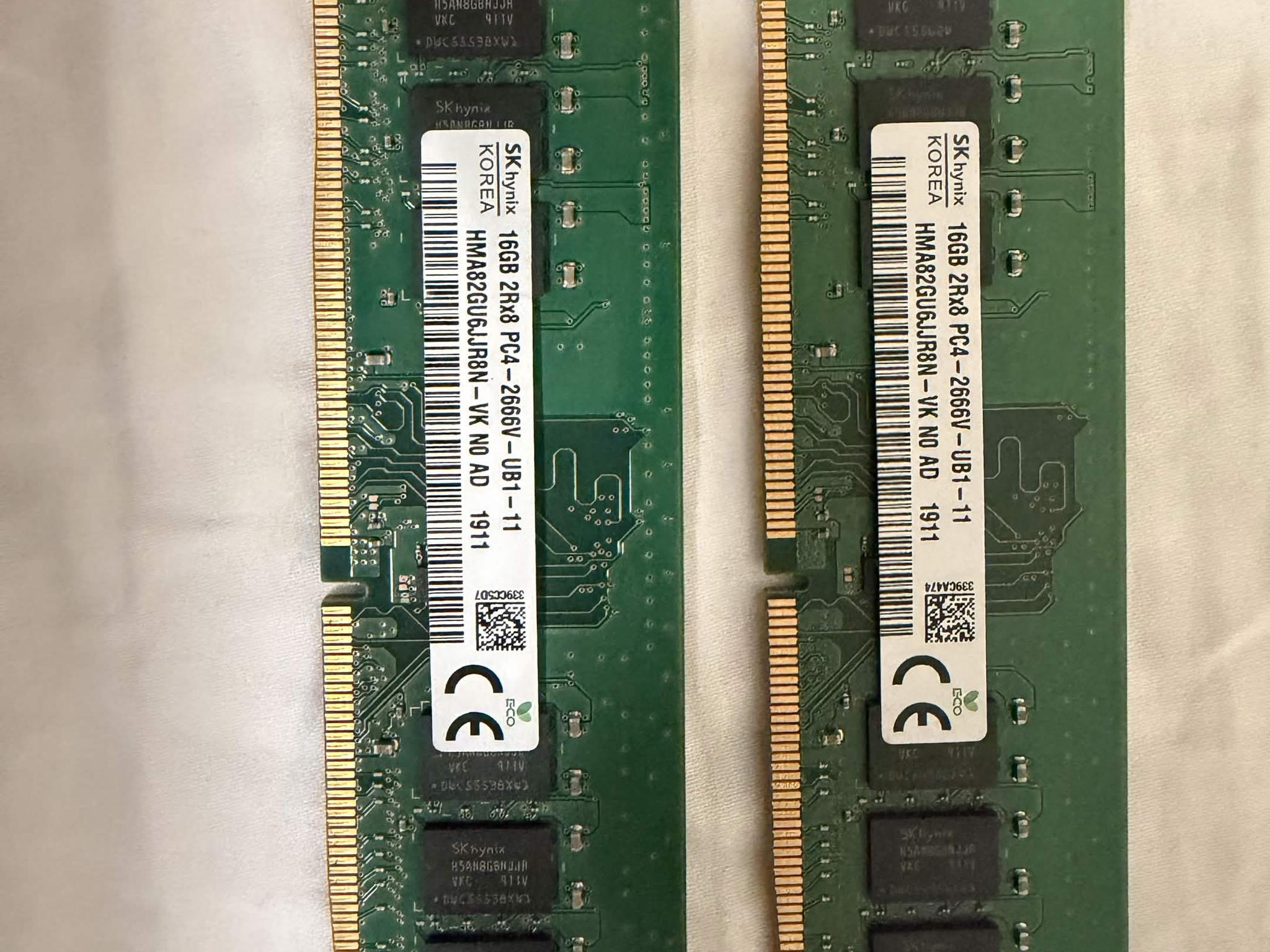 SK Hynix 32GB (2x16GB) RAM PC Memory DDR4 2Rx8 PC4-2666V-UB1-11 HMA82GU6JJRN-VK