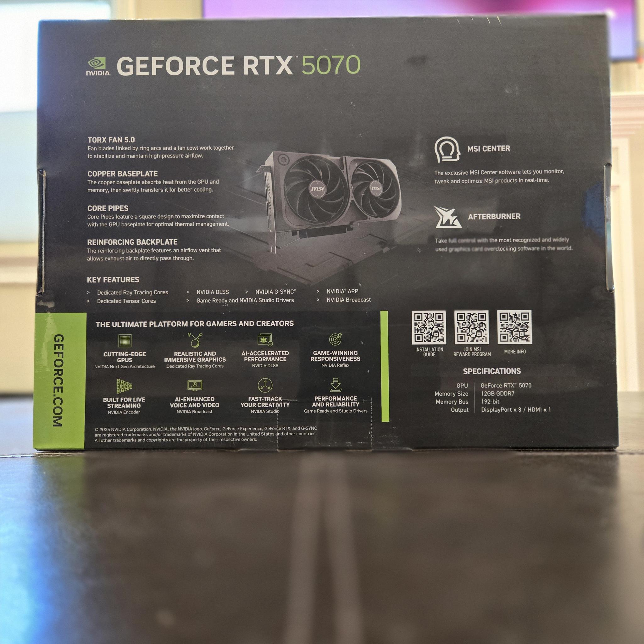 MSI Shadow 2X OC RTX 5070 12GB - BNIB