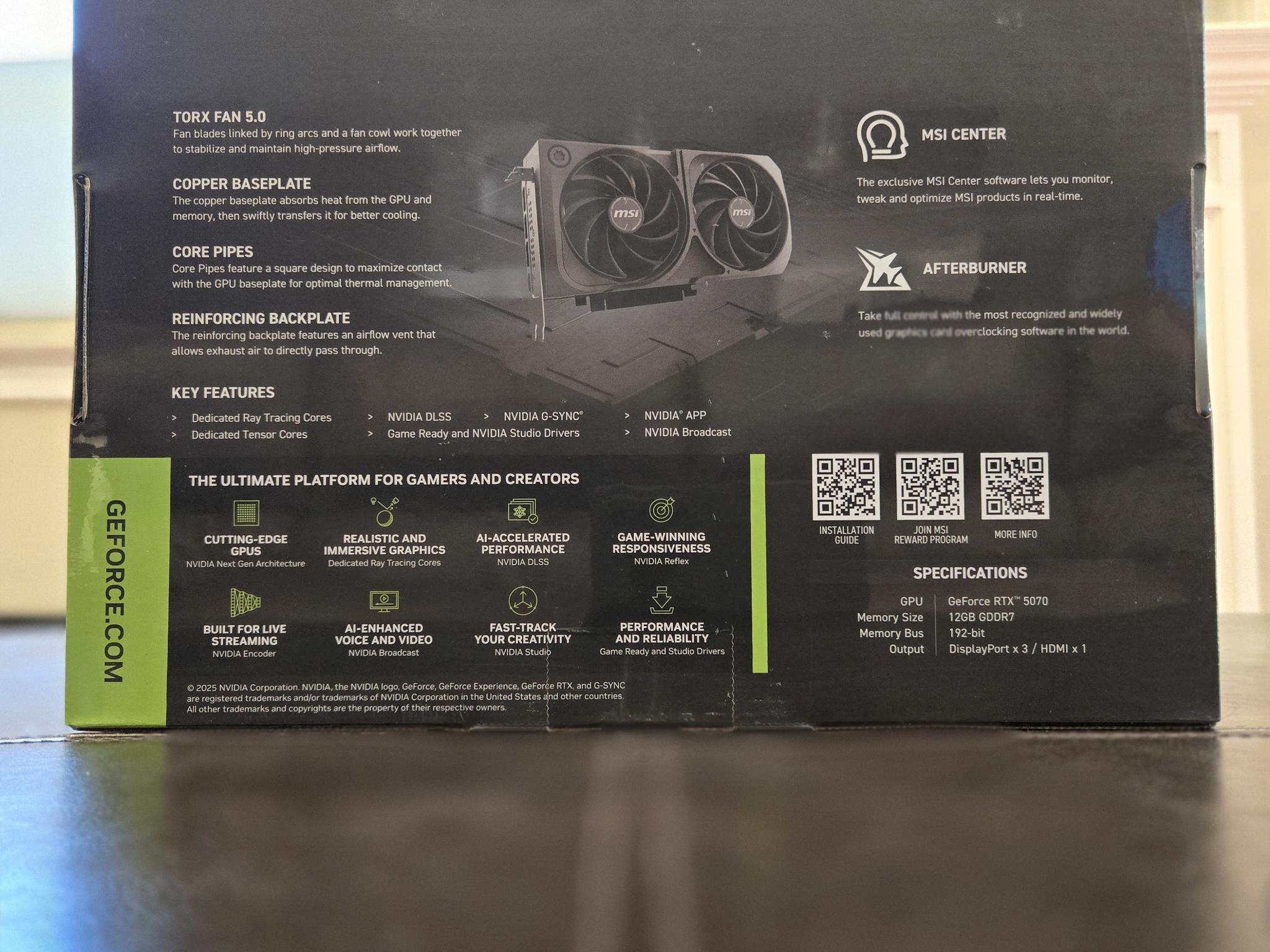 MSI Shadow 2X OC RTX 5070 12GB - BNIB
