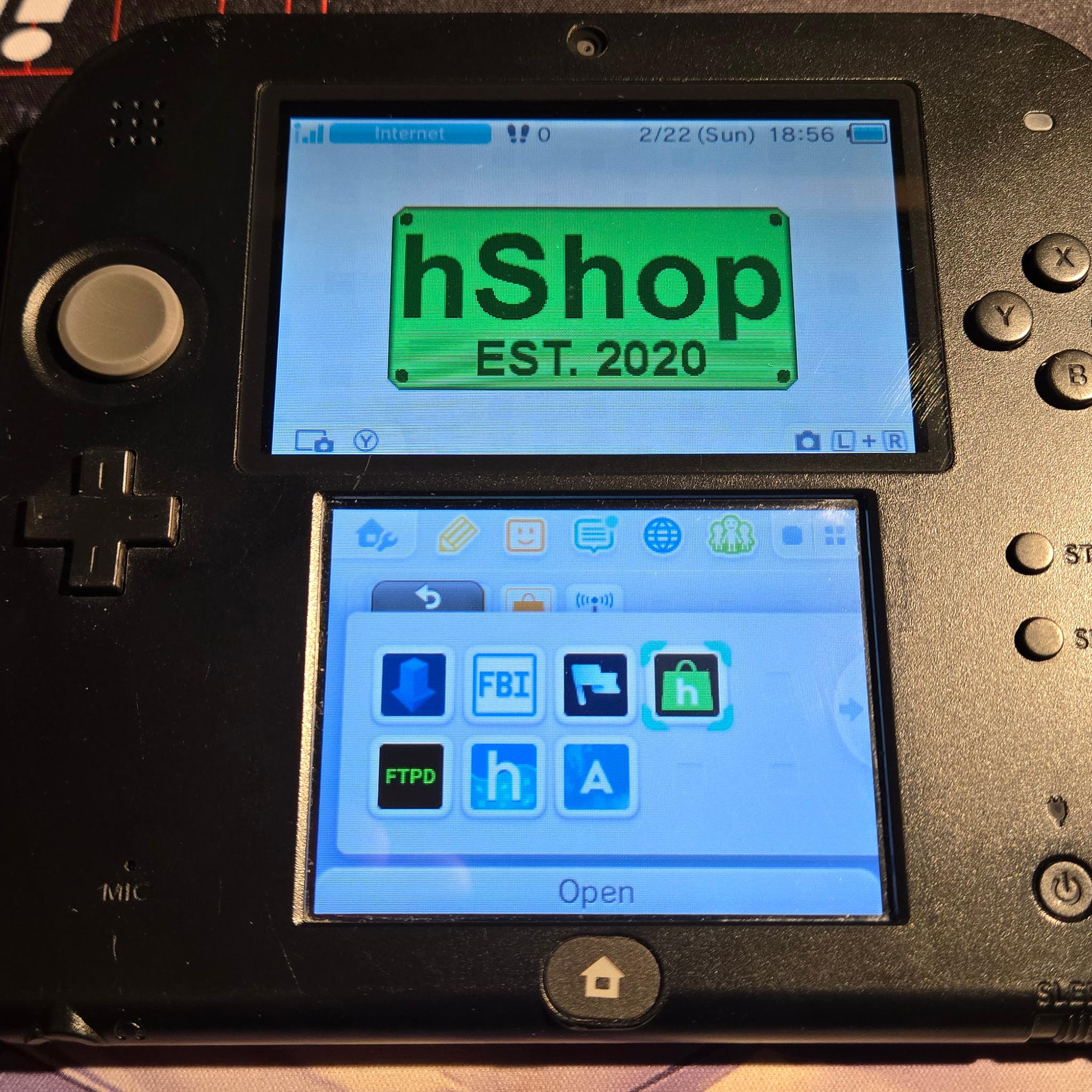 CUSTOM USED Nintendo 2DS Black/Red Handheld Console with Two (2) Games