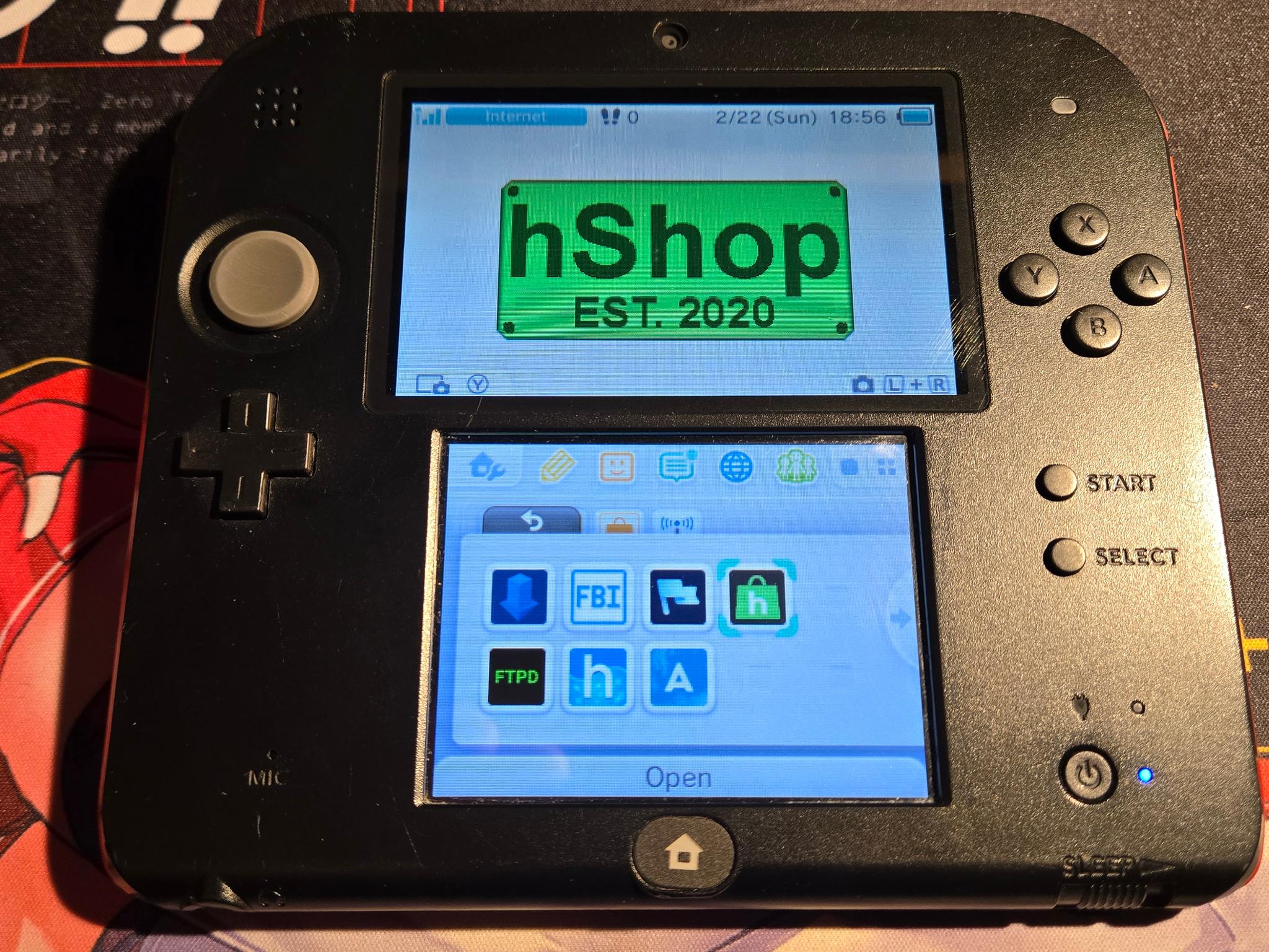 CUSTOM USED Nintendo 2DS Black/Red Handheld Console with Two (2) Games