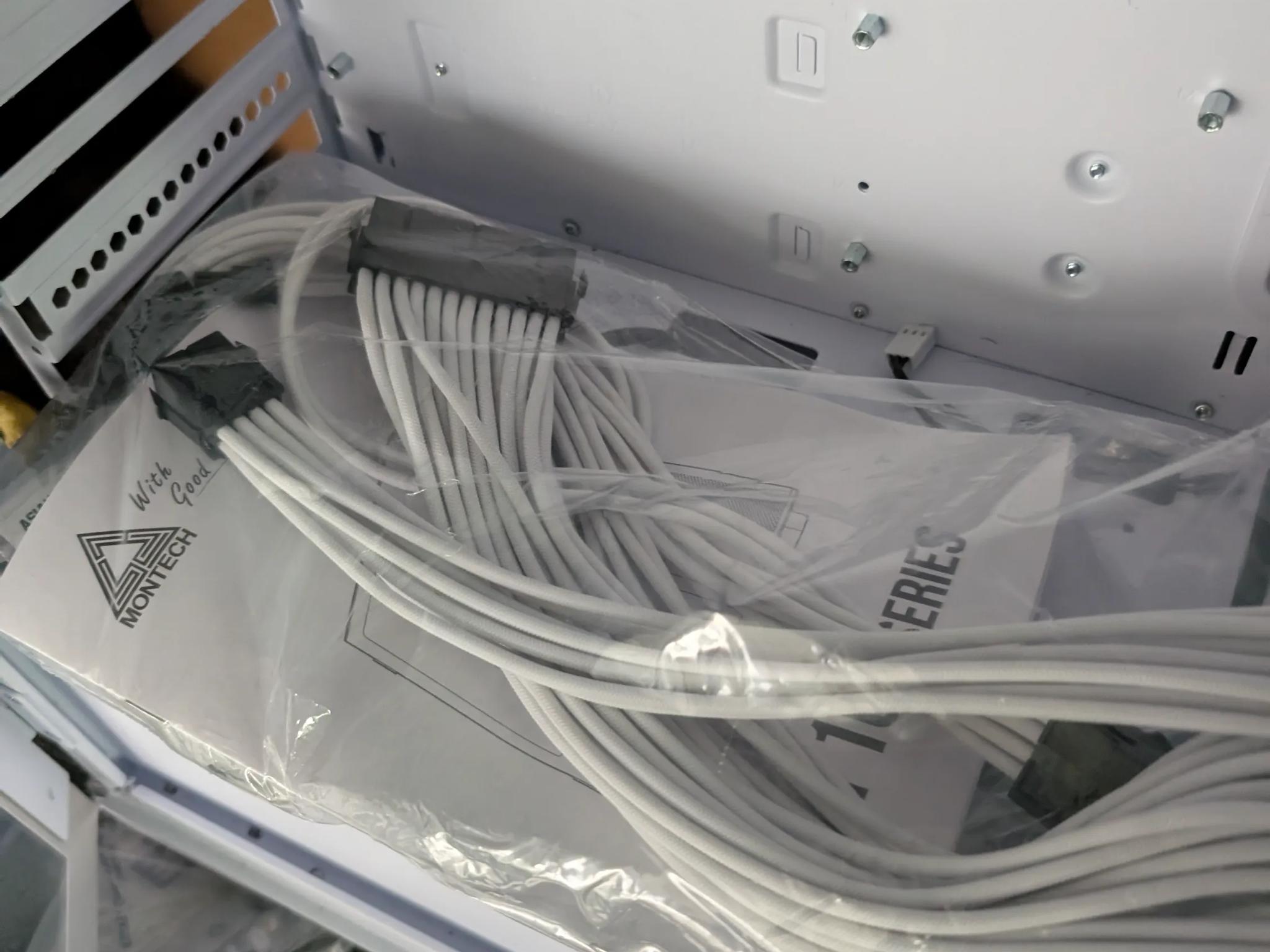 Montech Air 100 with white cable extensions
