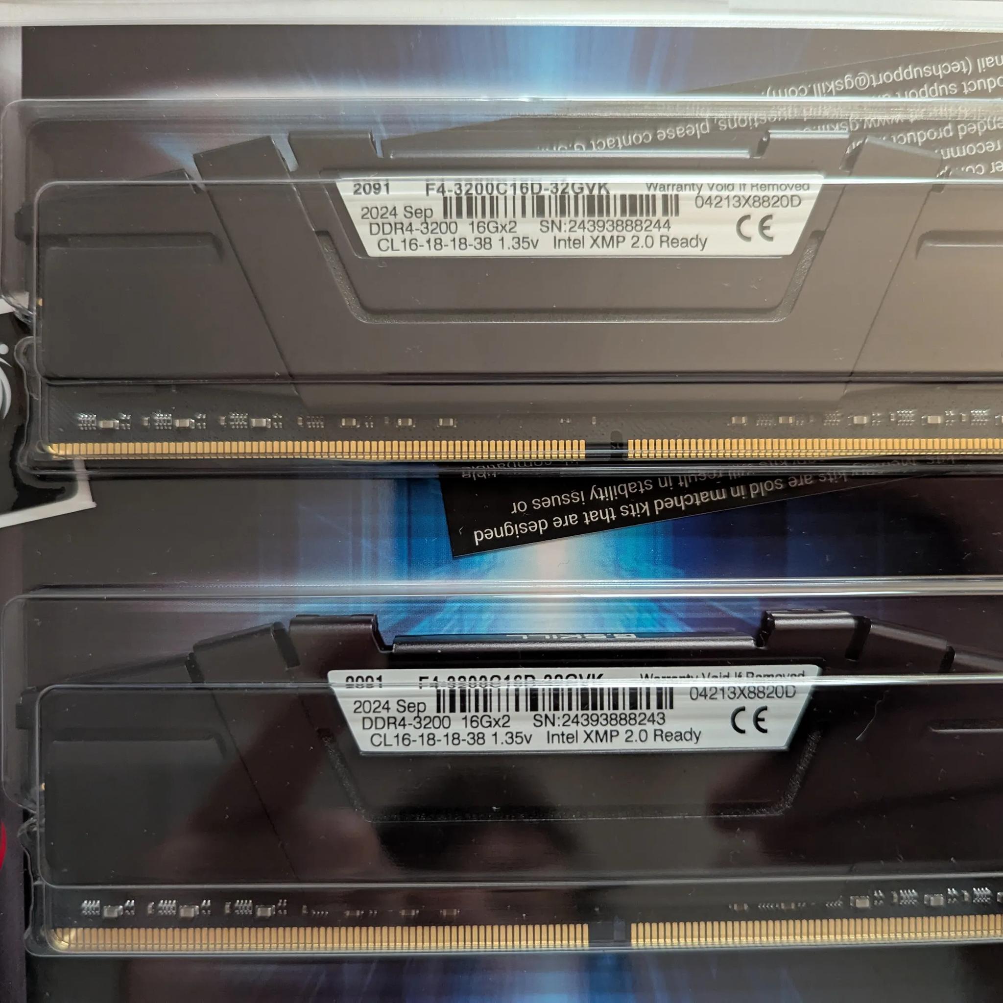 G.SKILL Ripjaws V Series 32GB (2 x 16GB) DDR4 3200Mhz F4-3200C16D-32GVK Brand New In Box
